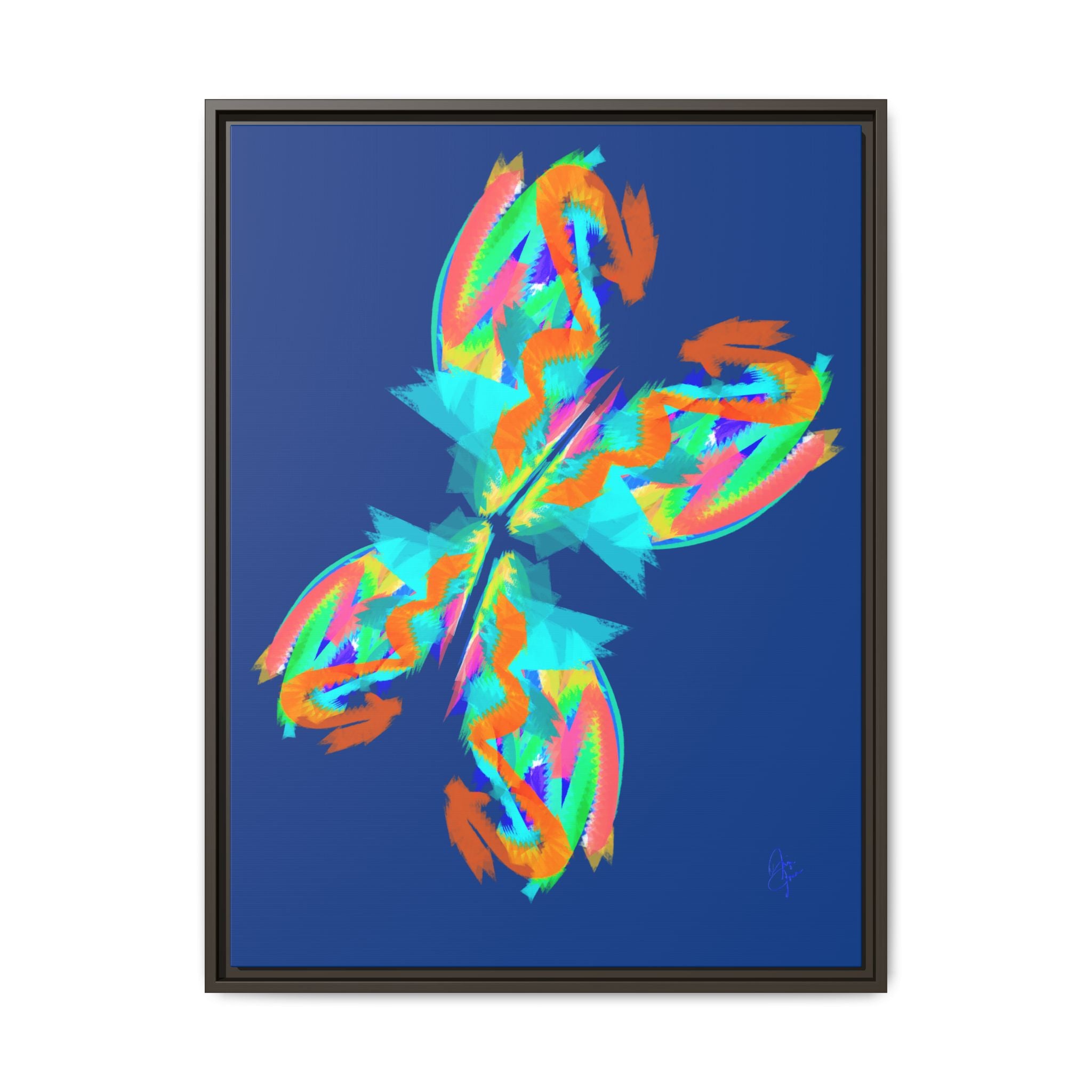 Framed Matte Canvas — Neon Abstract Butterfly Wall Art
