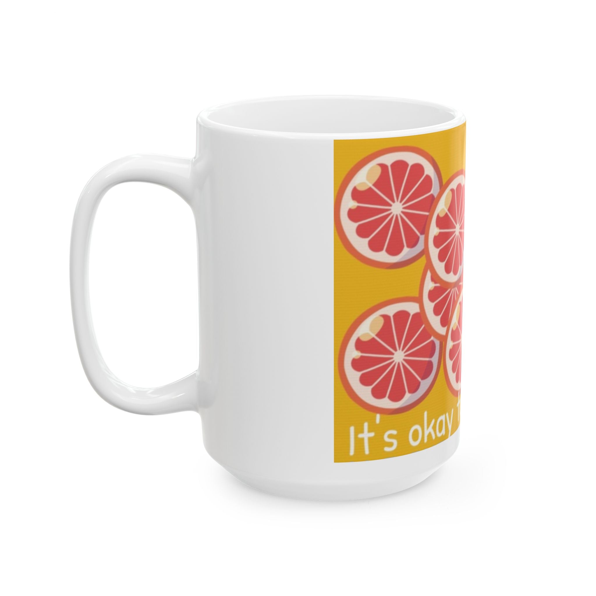 Citrus Slice Ceramic Mug – "It's Okay to Be Different" Colorful Grapefruit & Lime Coffee Cup