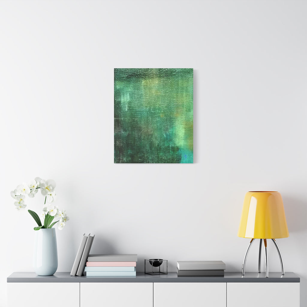 Emerald Abstract Matte Canvas Wall Art — Green Textured Stretched Canvas