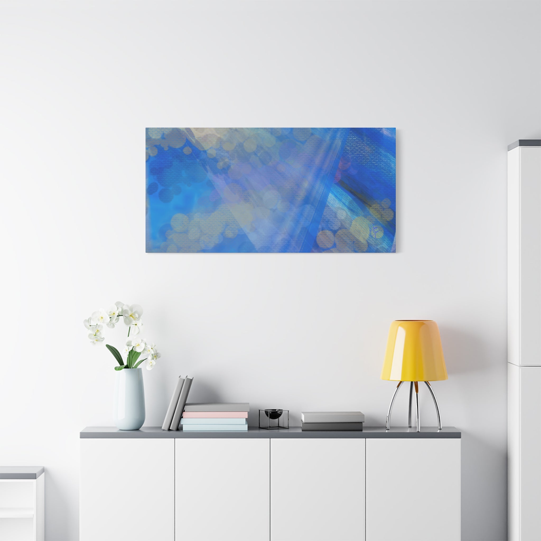 Abstract Blue Bokeh Matte Canvas Wall Art