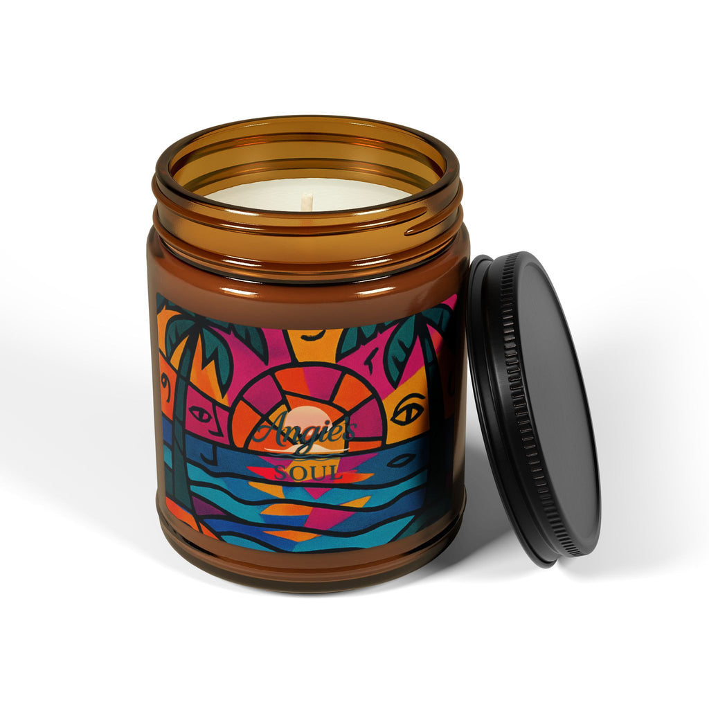 Tropical Sunset Soy Candle — Scented Amber Jar (Multi-Size)