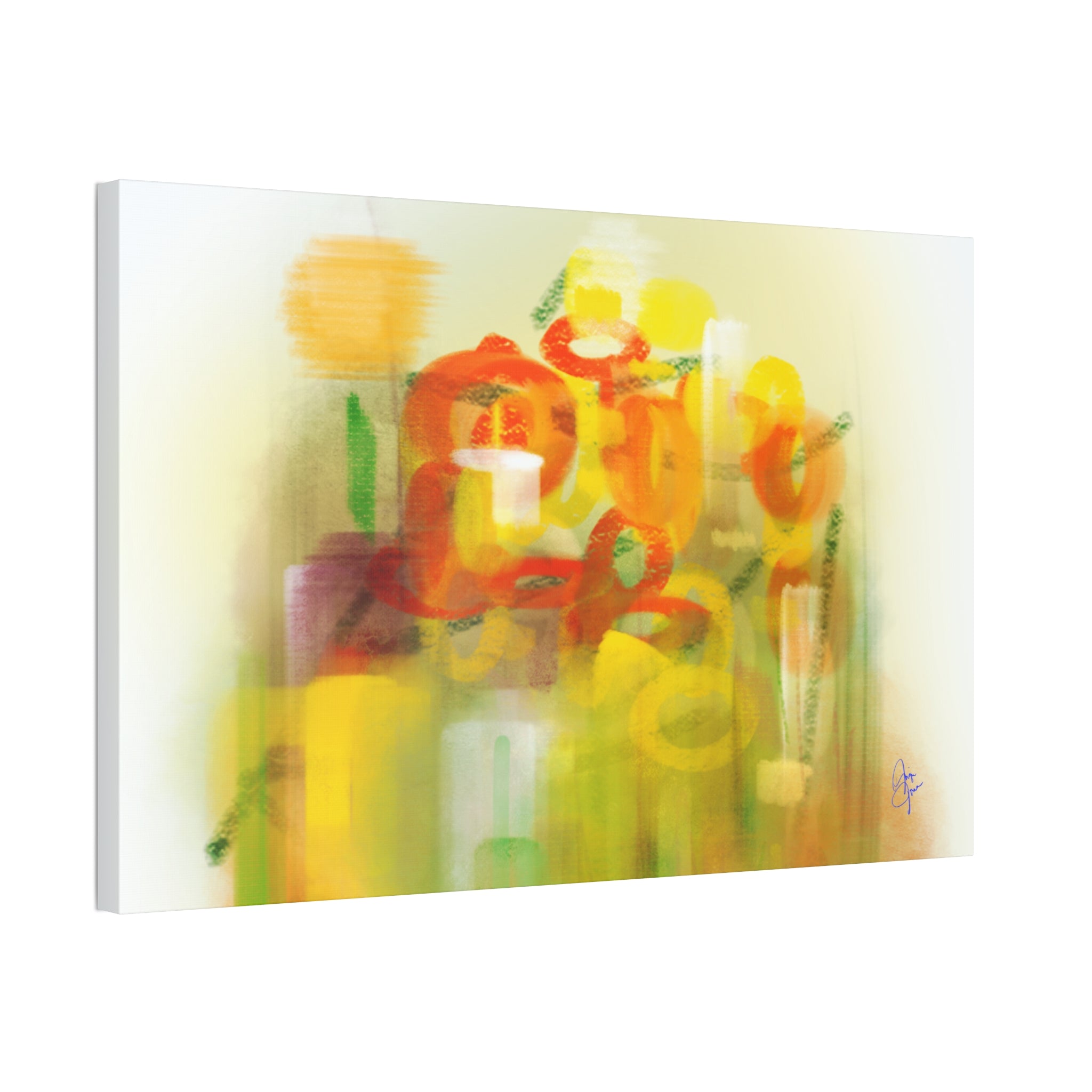 Abstract Floral Canvas Print – Yellow & Orange Stretched Wall Art (1.5" Depth)