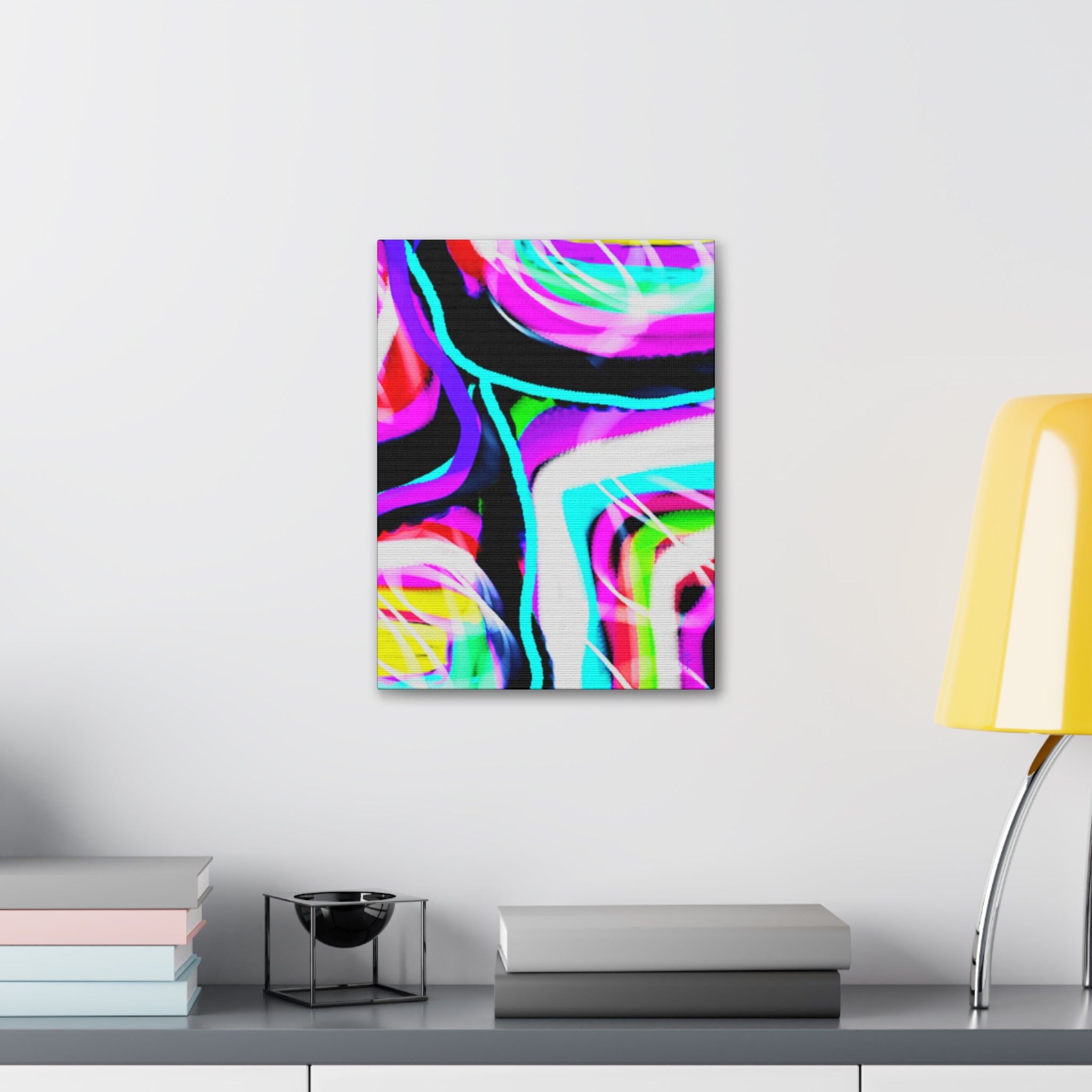 Abstract Neon Wave Canvas