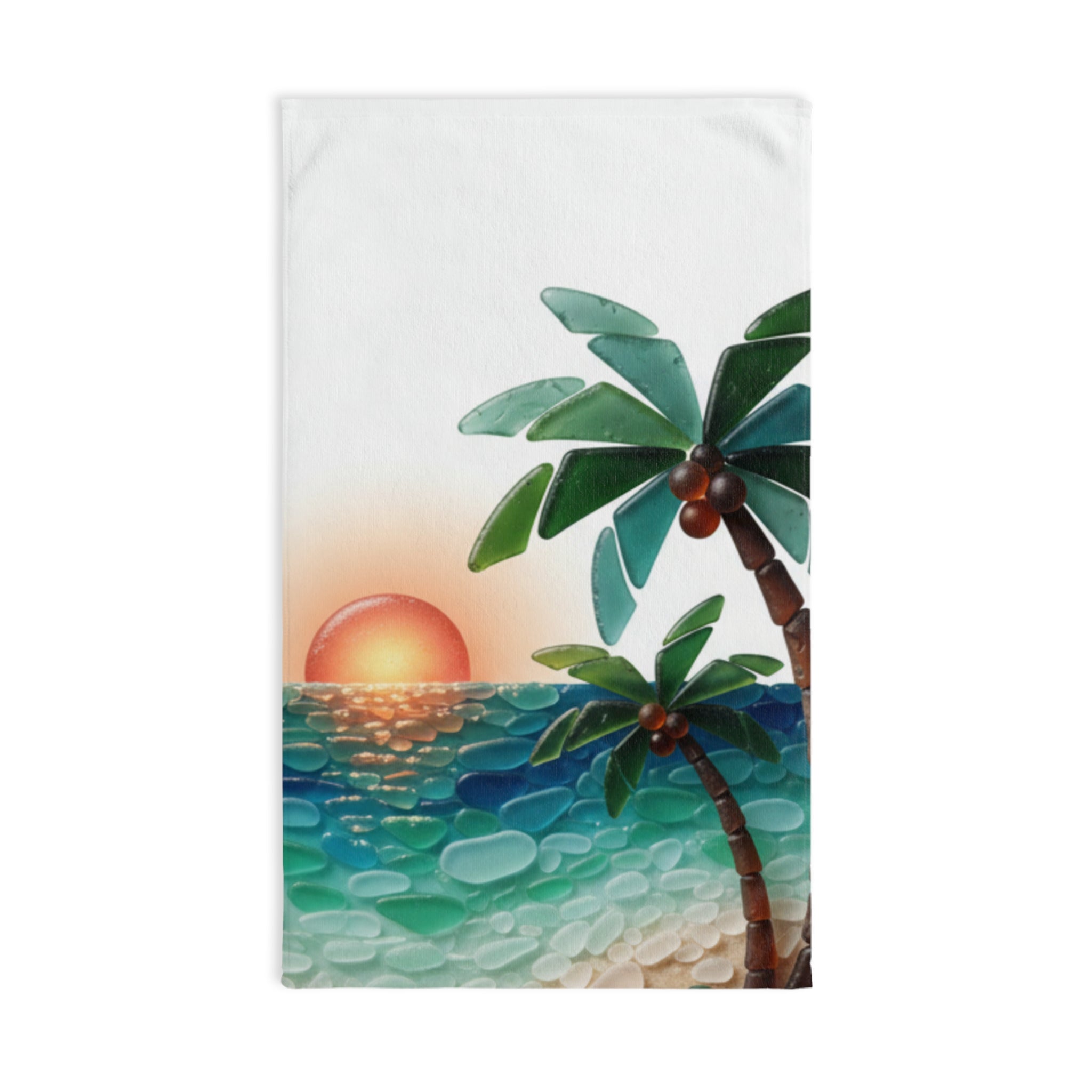 Tropical Sunset Palm Hand Towel — Beachy Coastal Kitchen & Bathroom Towel