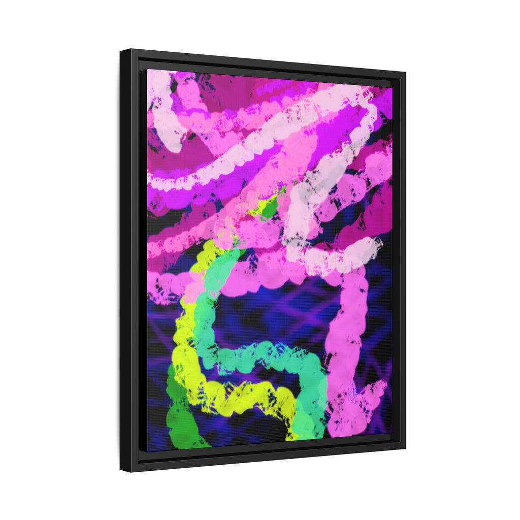 Framed Matte Canvas - Neon Rose Abstract Wall Art