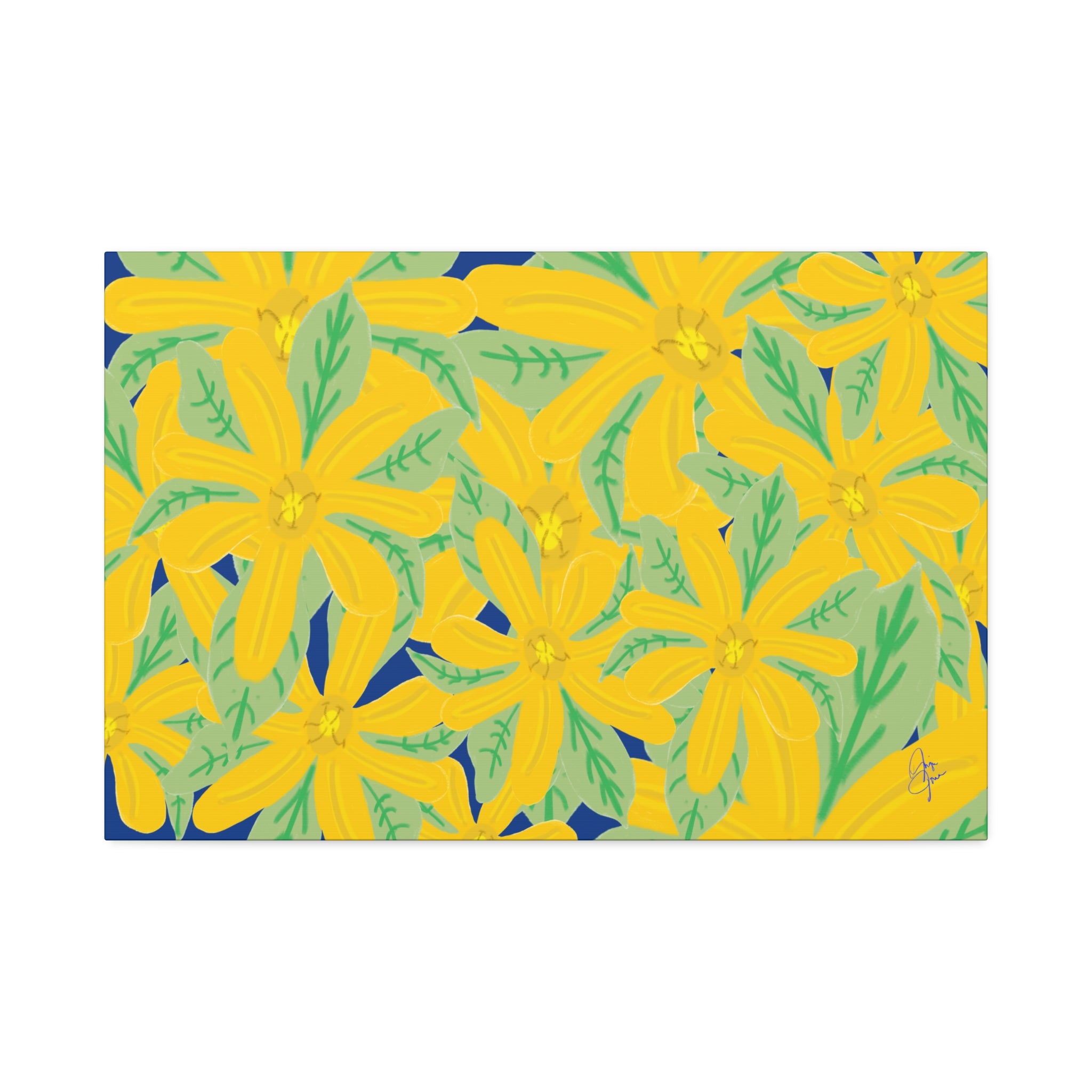 Yellow Daisy Canvas Wall Art — Bright Floral Stretched Canvas (1.5" Depth)