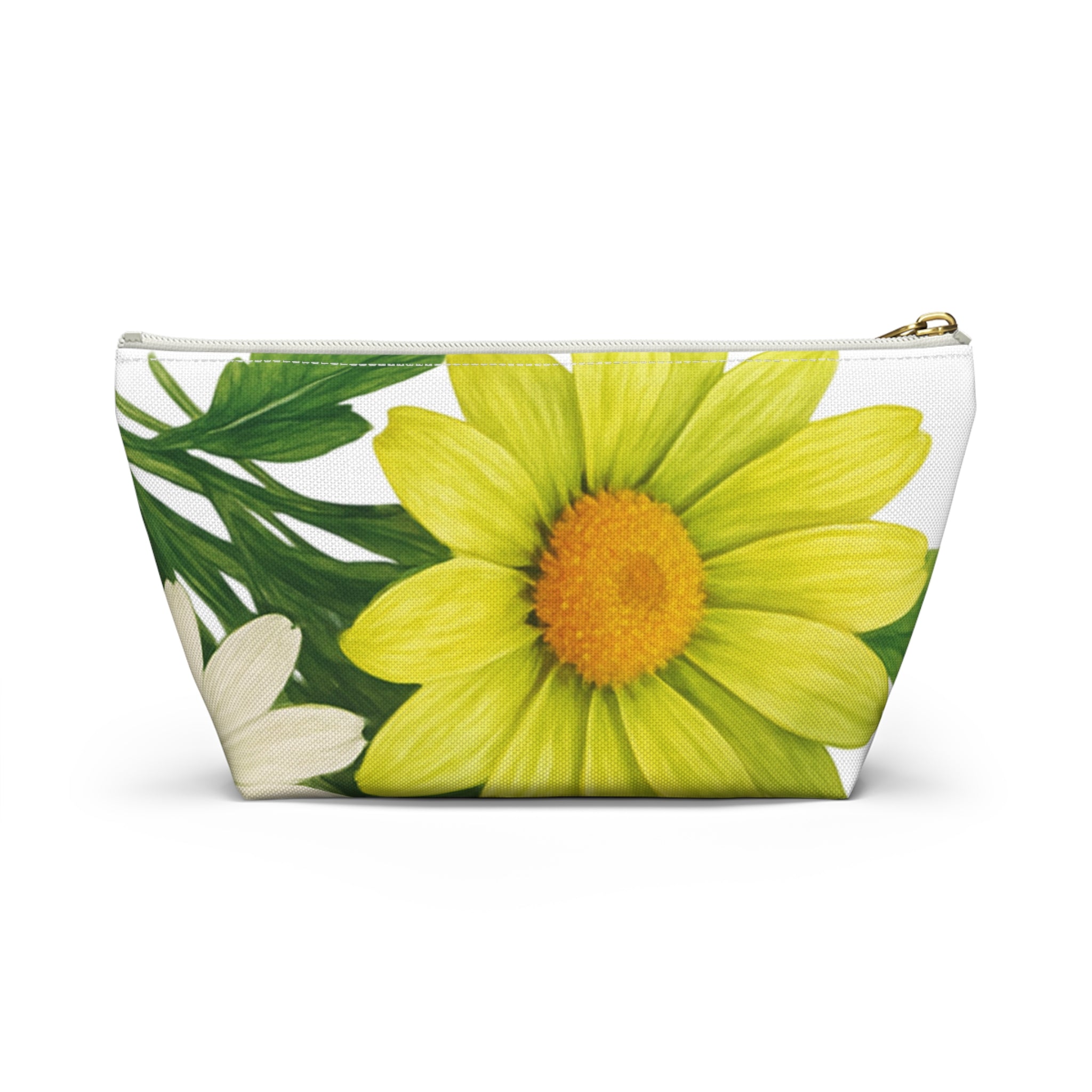 Floral Bouquet Accessory Pouch — Pink & Yellow Daisy Makeup Bag