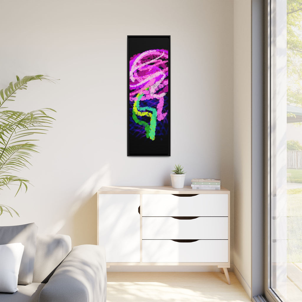 Framed Matte Canvas - Neon Rose Abstract Wall Art