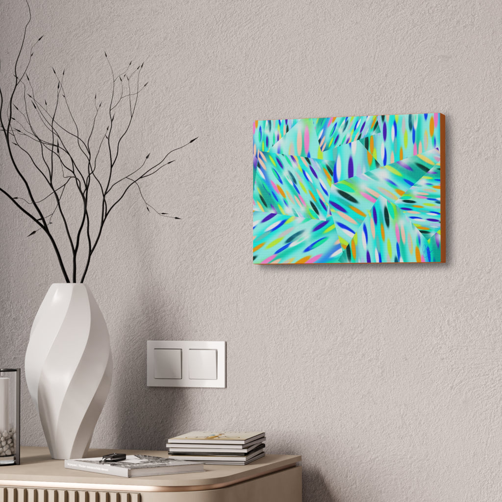 Abstract Aqua Canvas Print — Turquoise Geometric Art on Stretched 1.5" Canvas
