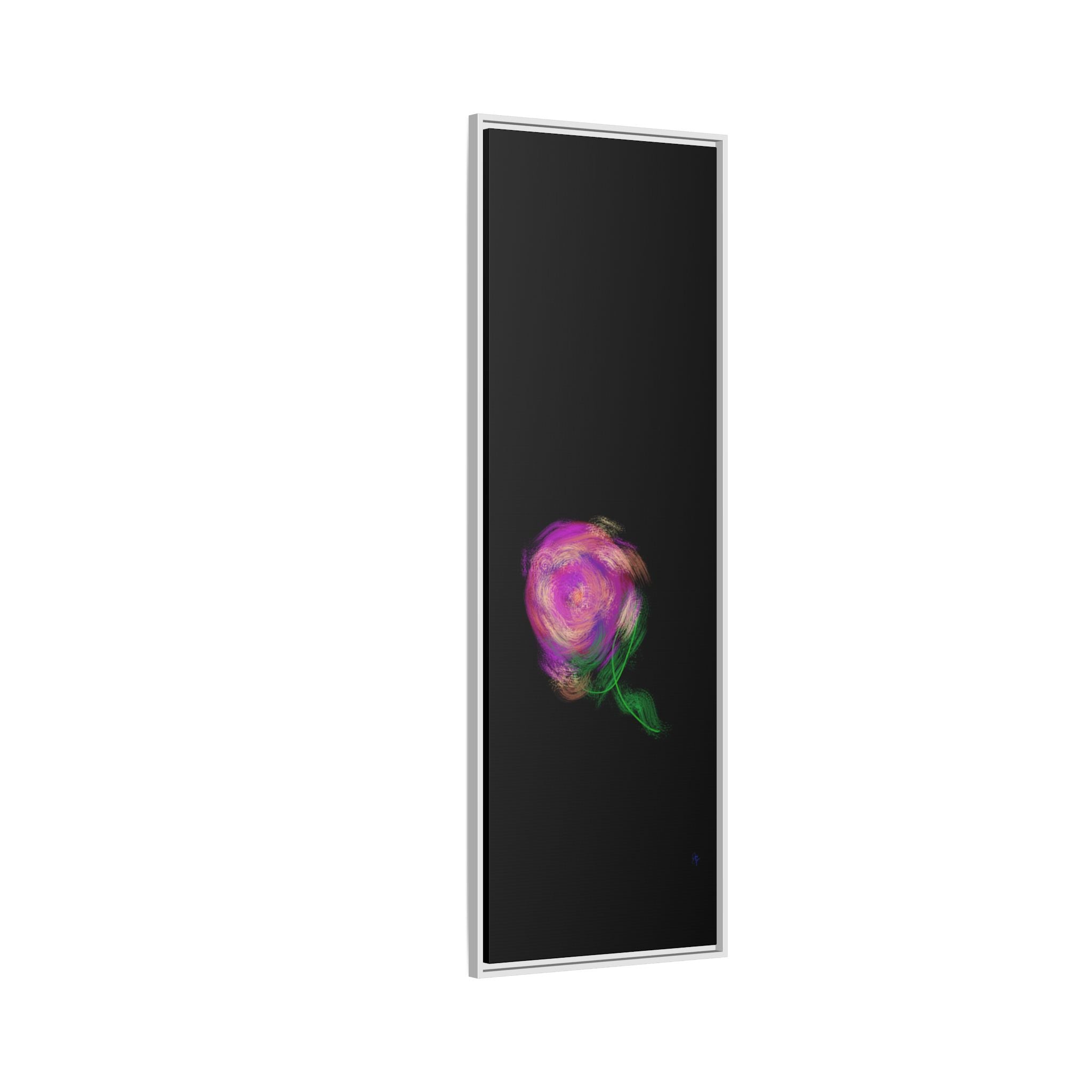 Abstract Rose Swirl Matte Framed Canvas — Multicolor Floral Wall Art