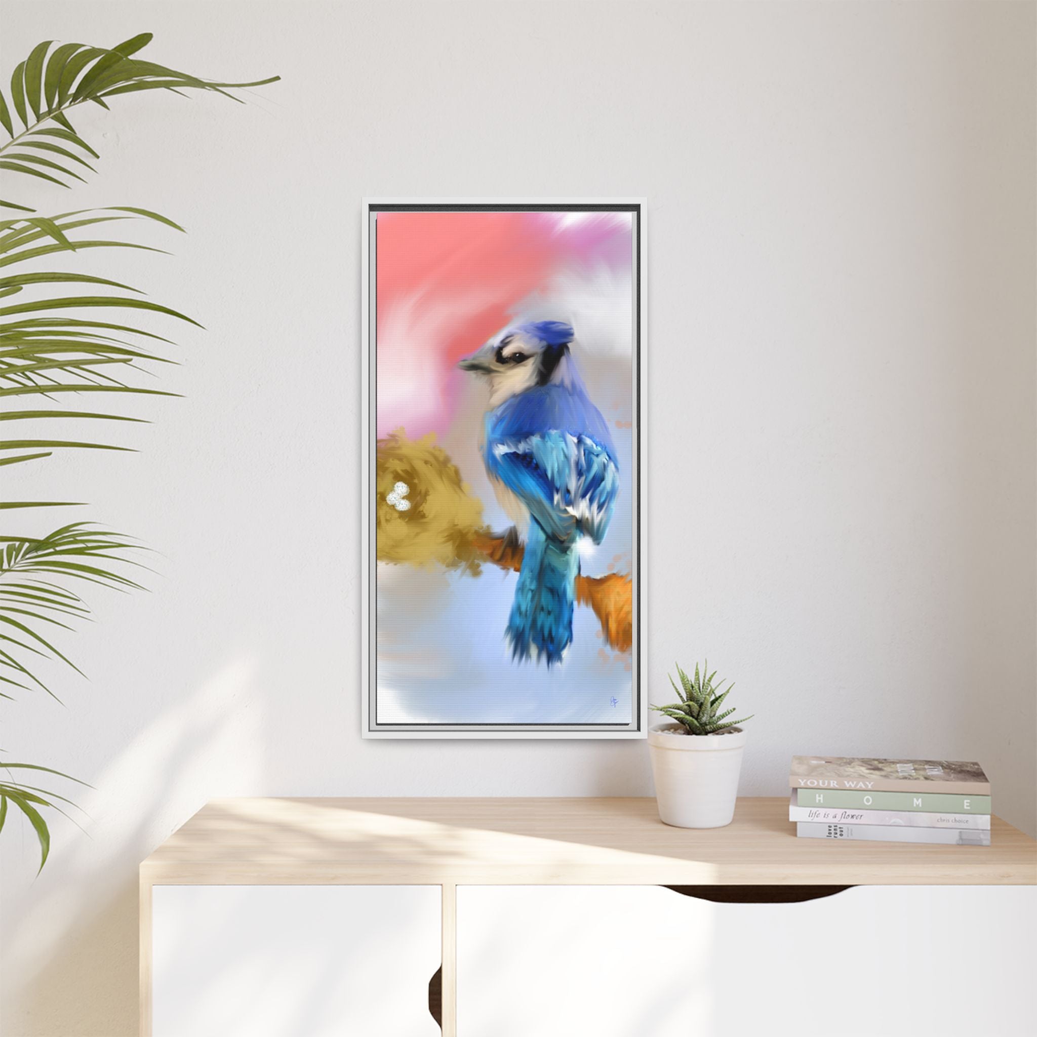 Blue Jay Art Print — Framed Matte Canvas Wall Art