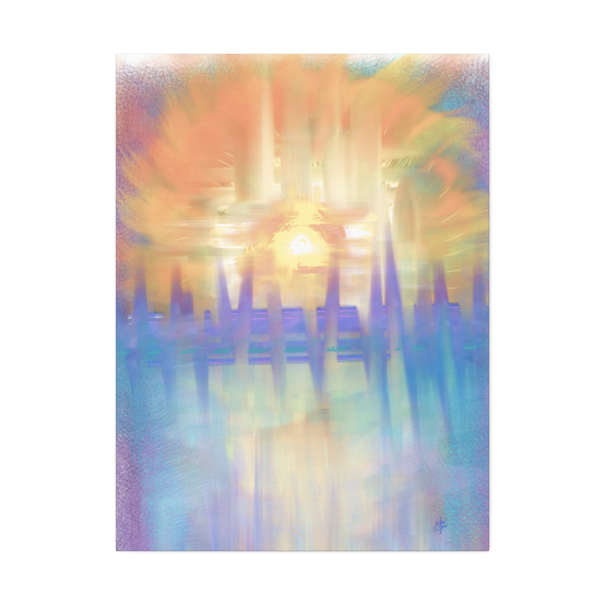 Sunrise Dreamscape Canvas Wall Art — Pastel Abstract Stretched Canvas (1.5")