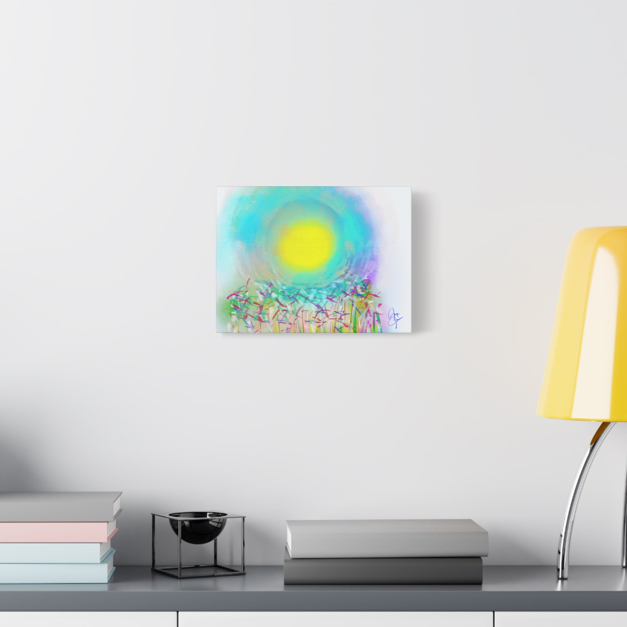 Sunlit Meadow Abstract Canvas Art — Bright Floral Wall Decor