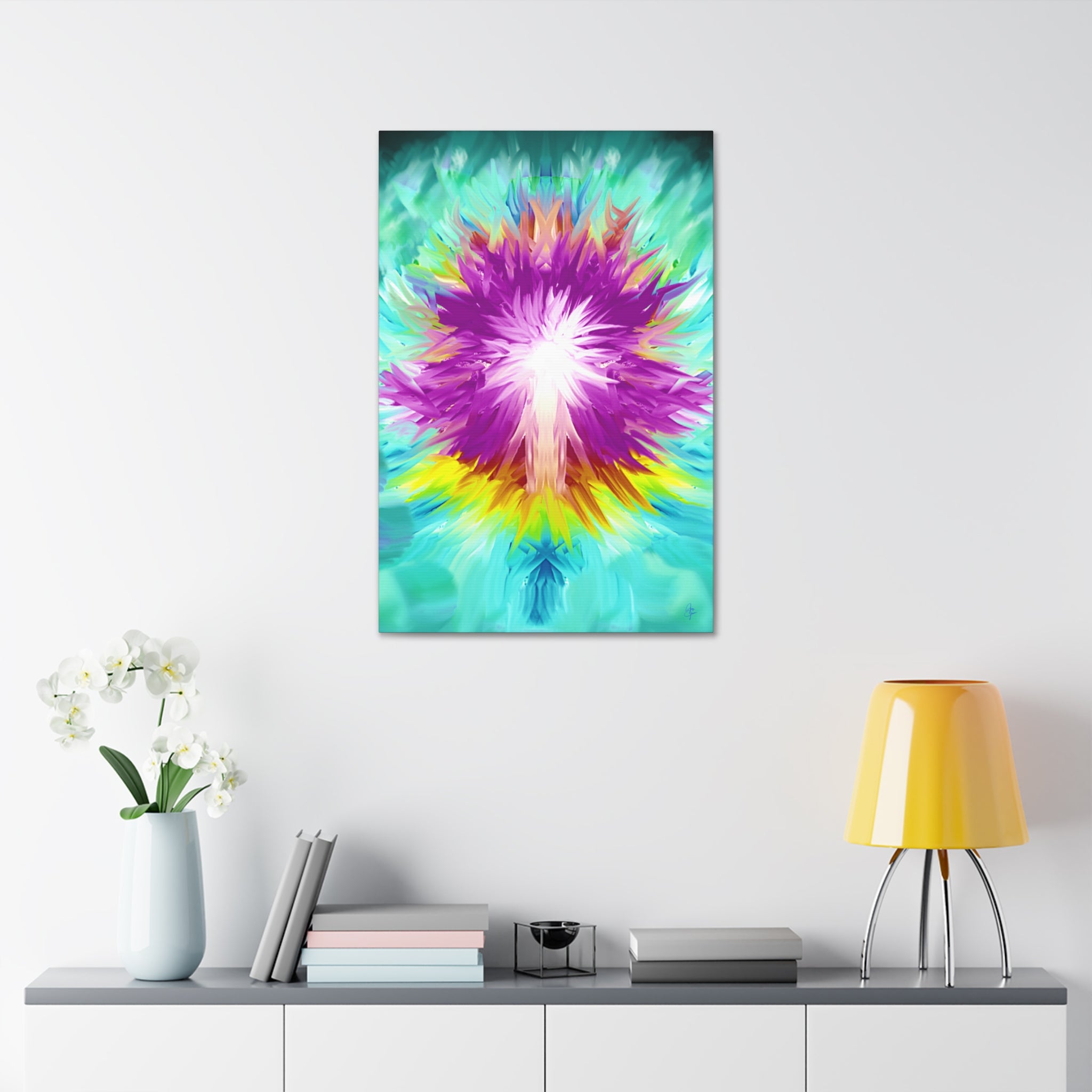Abstract Radiant Burst Canvas - Vibrant Purple Floral Wall Art (Stretched 1.5")