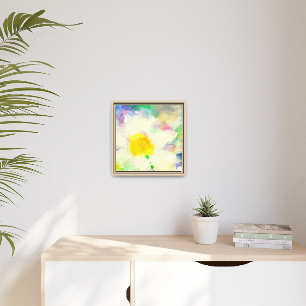 Framed Matte Canvas - Watercolor Yellow Floral Abstract Wall Art