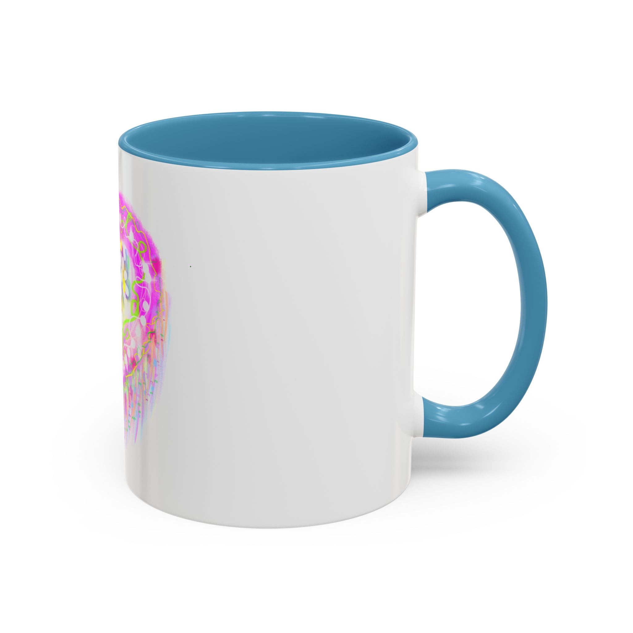 Pink Heart Floral Coffee Mug — Cute Pastel Accent Mug with Daisy Heart Design