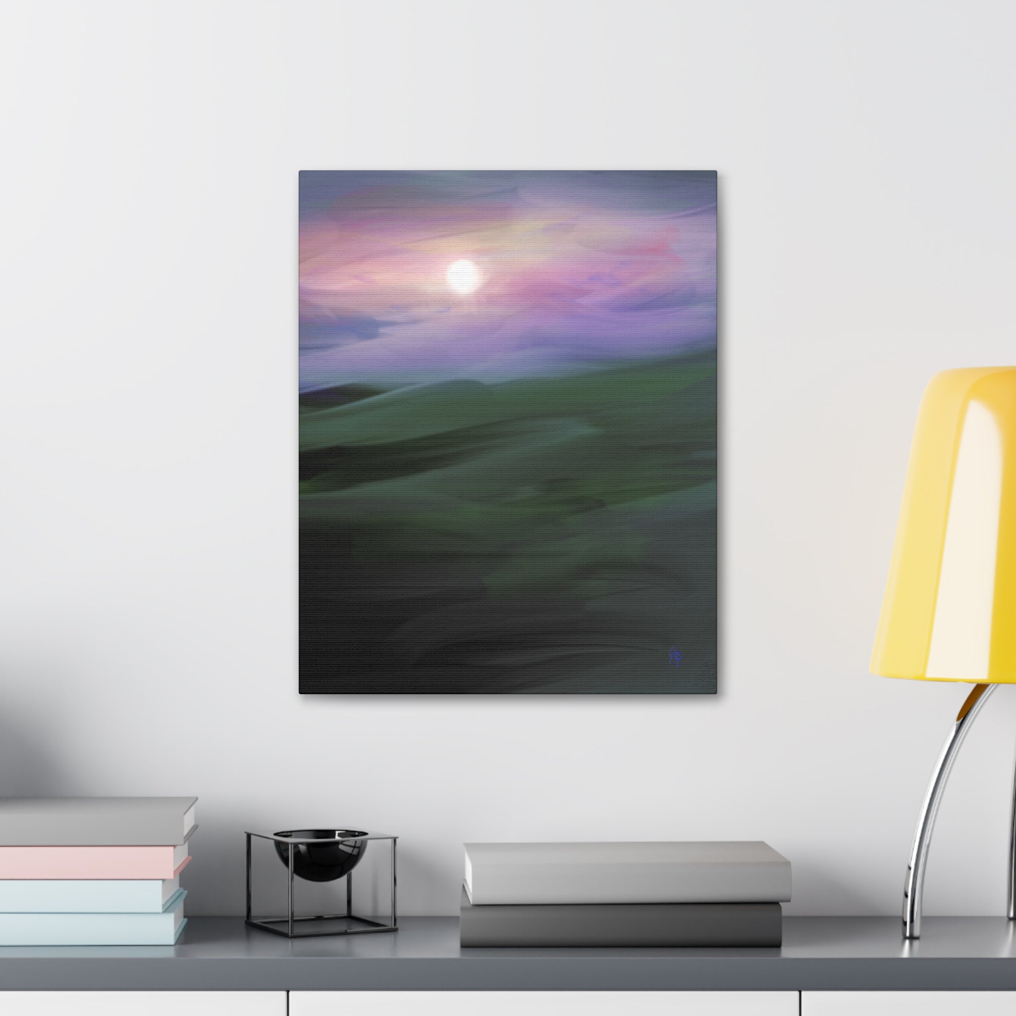 Sunrise Mist Landscape Canvas Print — Serene Pastel Wall Art