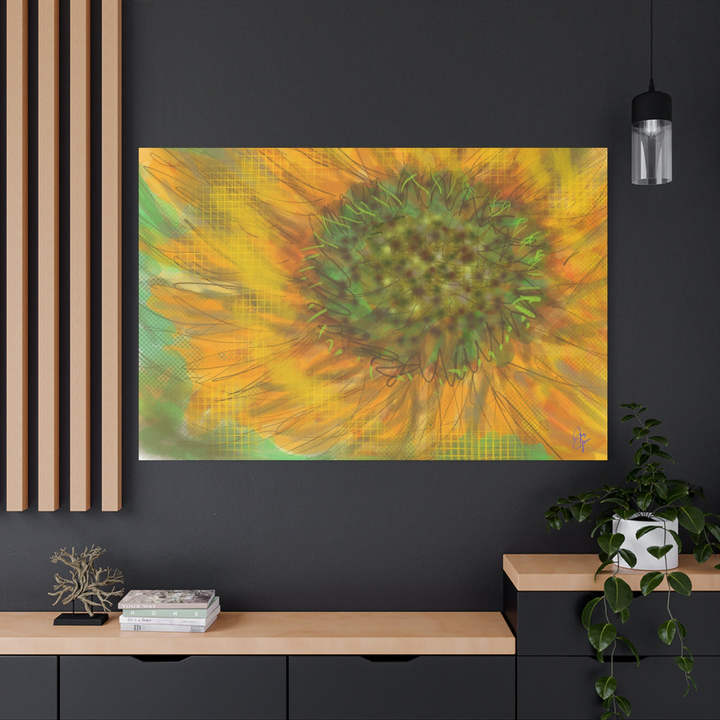 Sunflower Burst Matte Canvas Wall Art — Orange Stretched Canvas Print