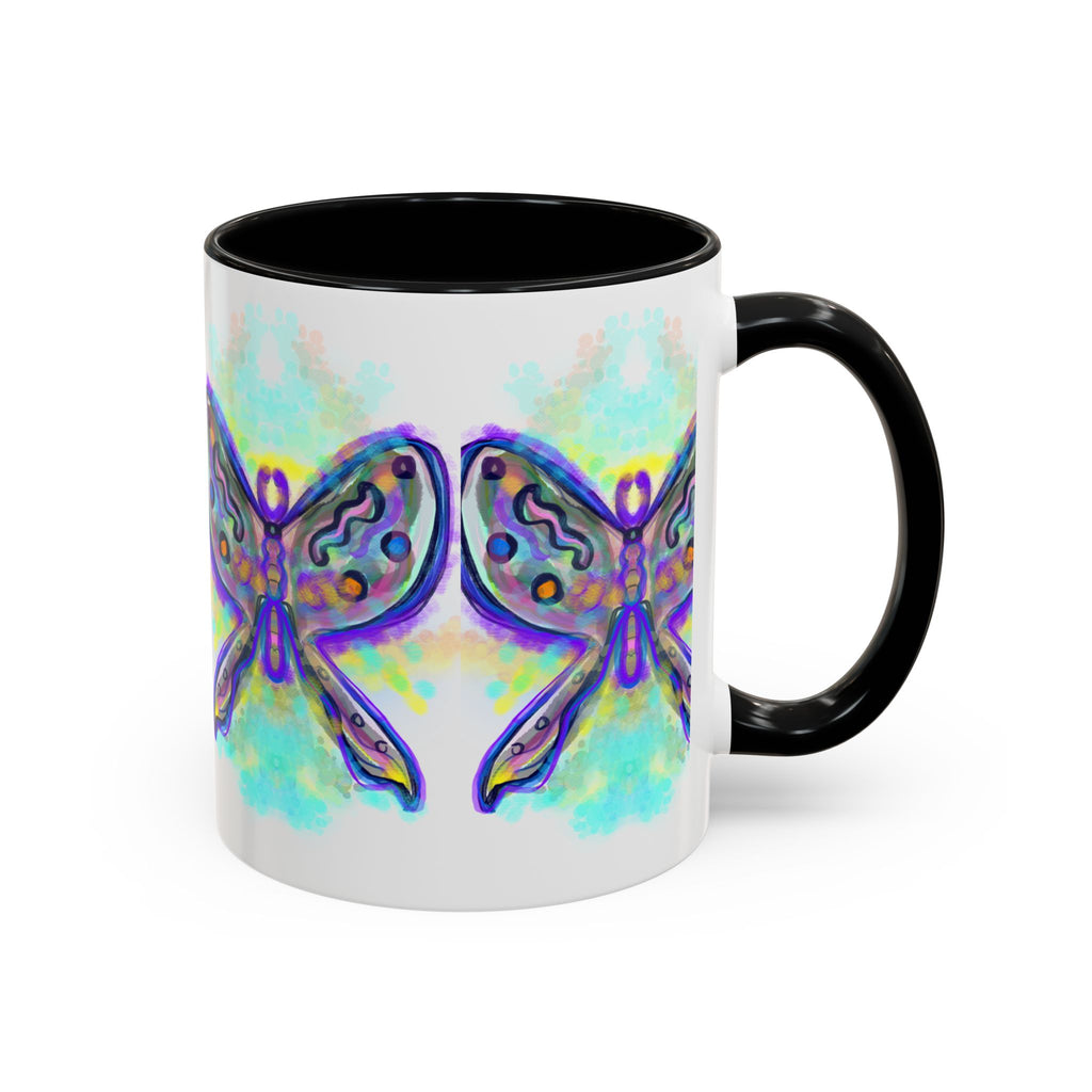 Butterfly Accent Coffee Mug — Colorful Watercolor Butterfly Design (11/15oz)