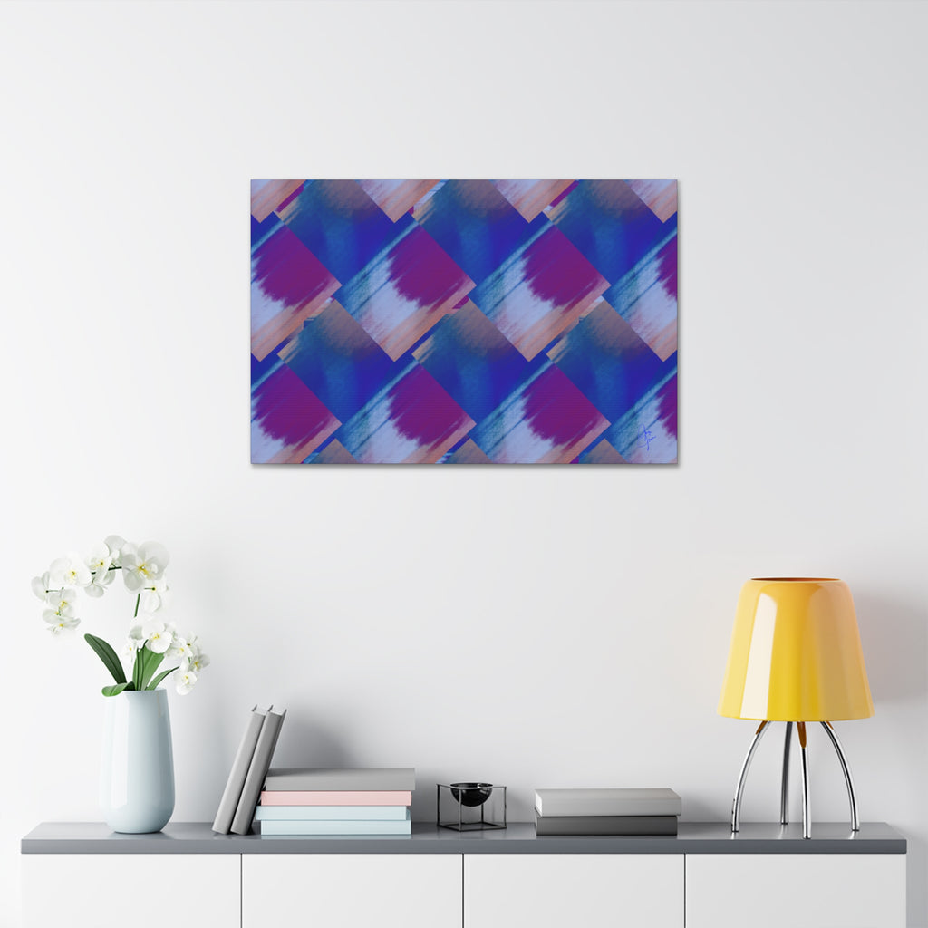 Abstract Diamond Wave Canvas Print — Blue & Purple Geometric Wall Art