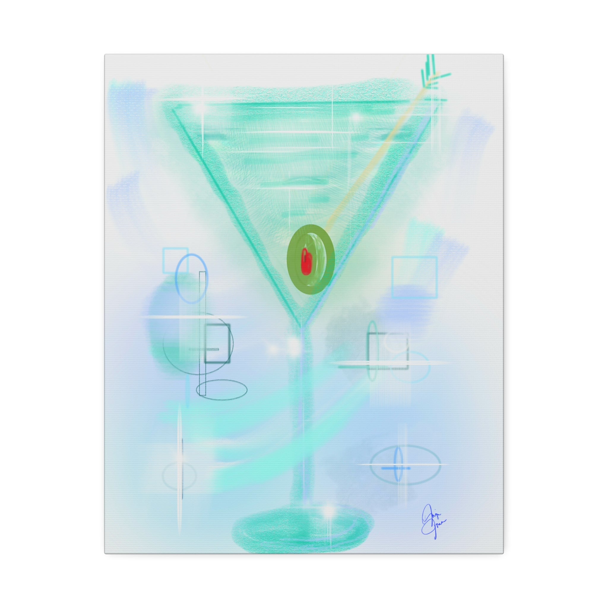 Martini Olive Canvas Print — Retro Cocktail Wall Art