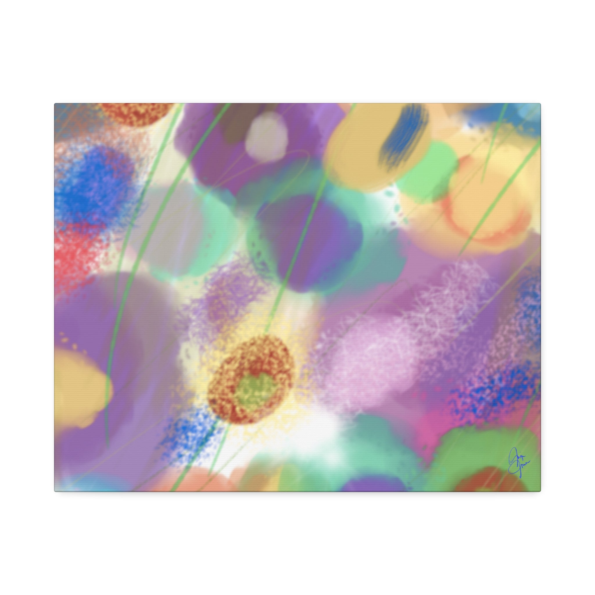 Abstract Pastel Floral Canvas Art — Colorful Stretched Wall Decor