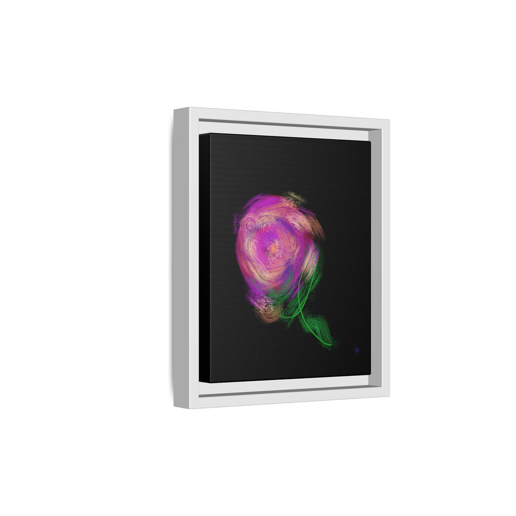 Abstract Rose Swirl Matte Framed Canvas — Multicolor Floral Wall Art