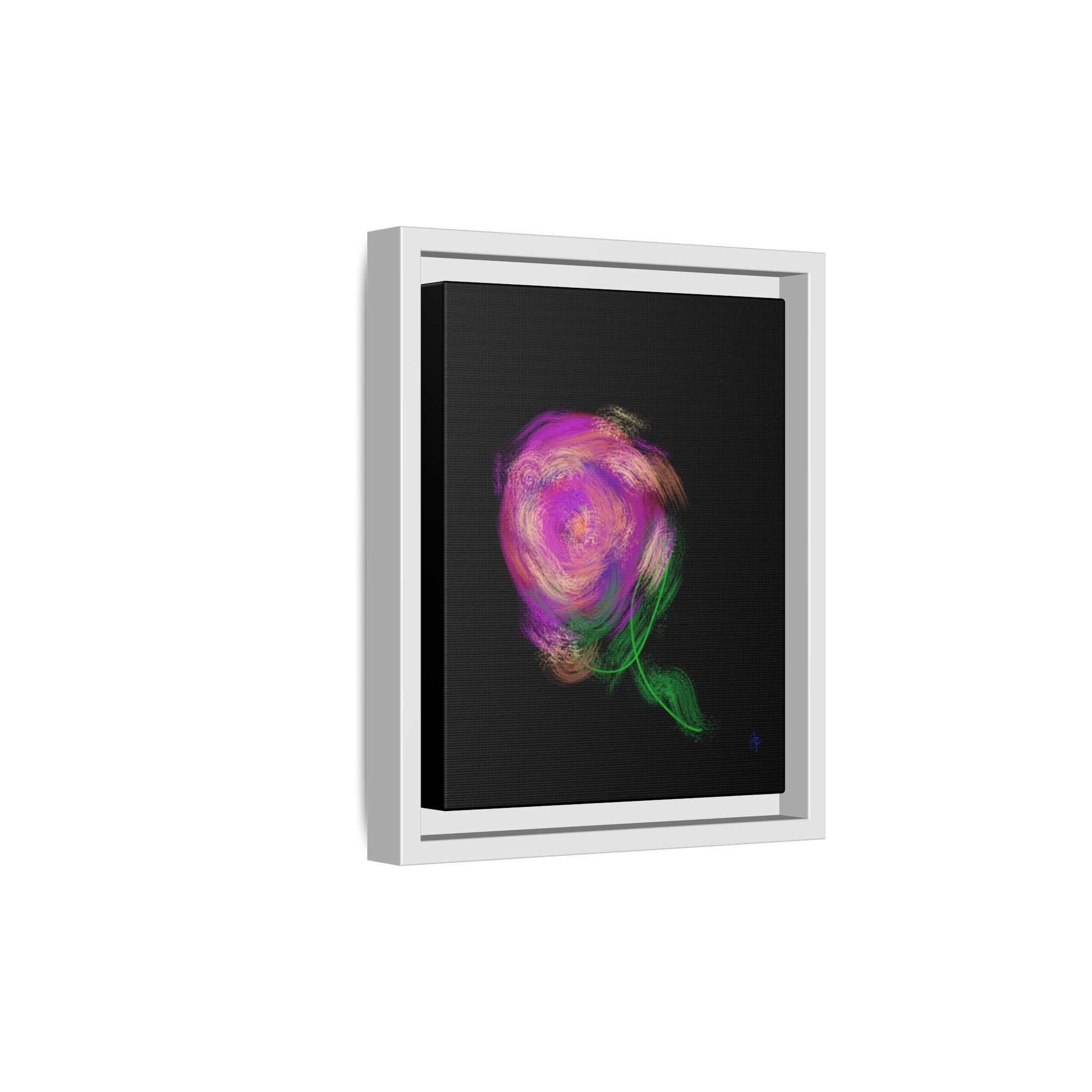 Abstract Rose Swirl Matte Framed Canvas — Multicolor Floral Wall Art