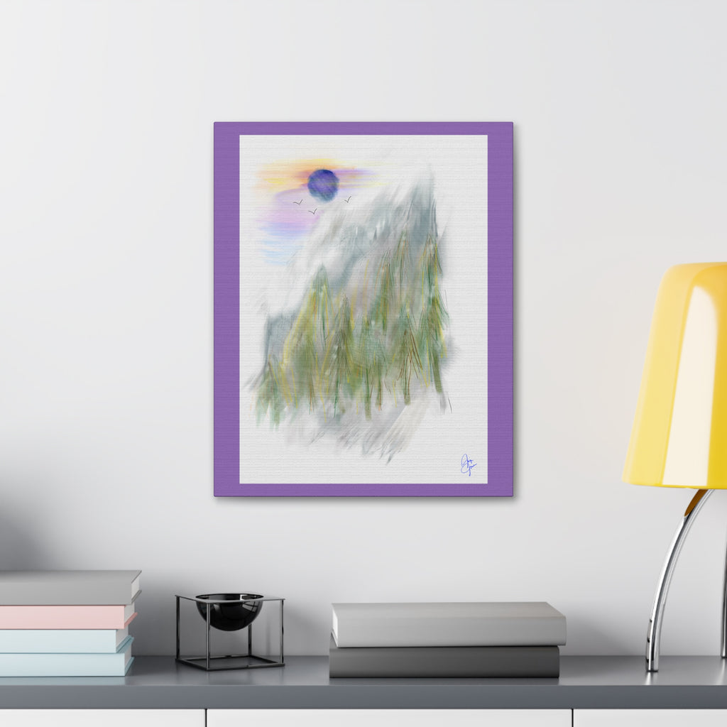 Mountain Mist Canvas Print — Green Stretched Wall Art