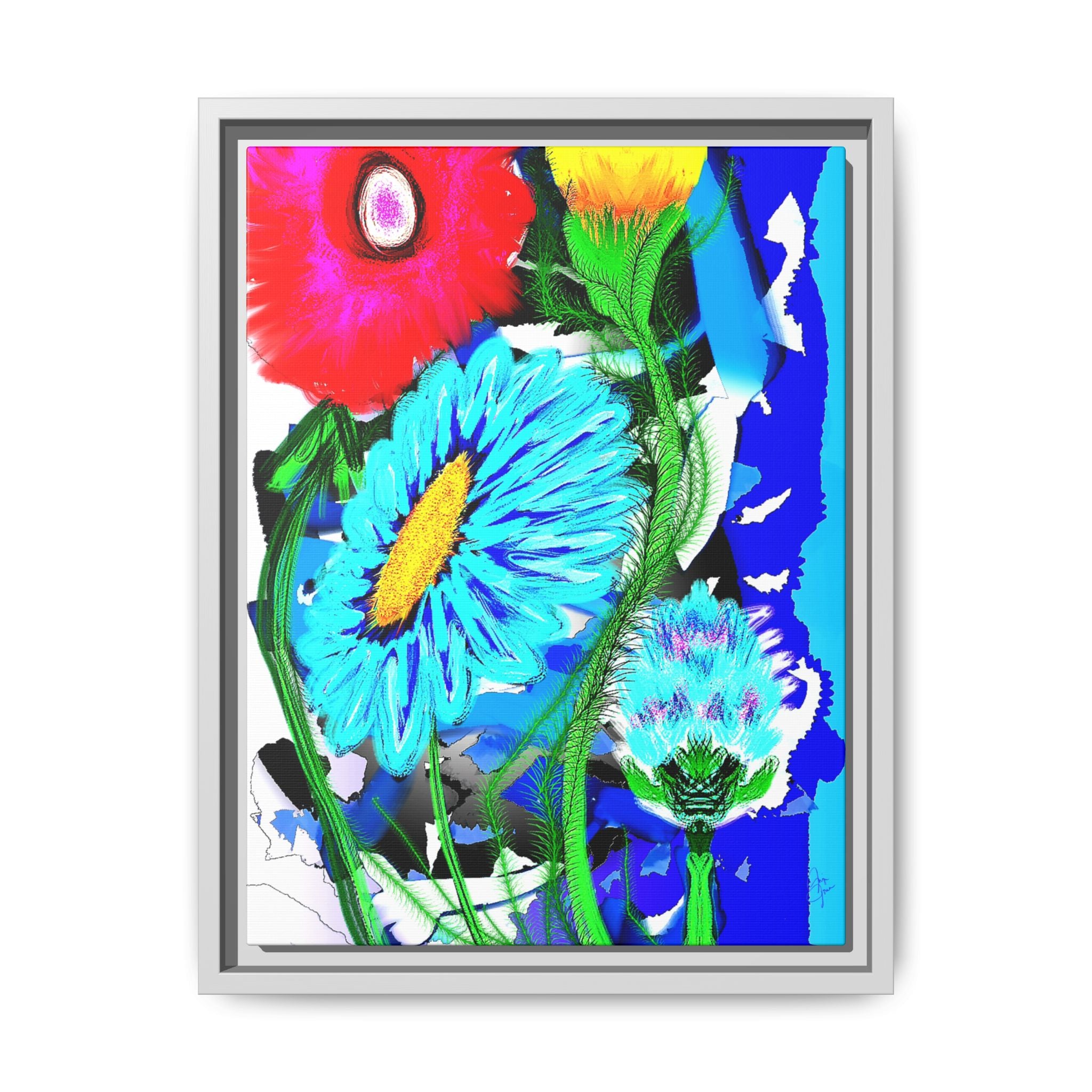 Vibrant Pop Floral Matte Canvas Framed Wall Art