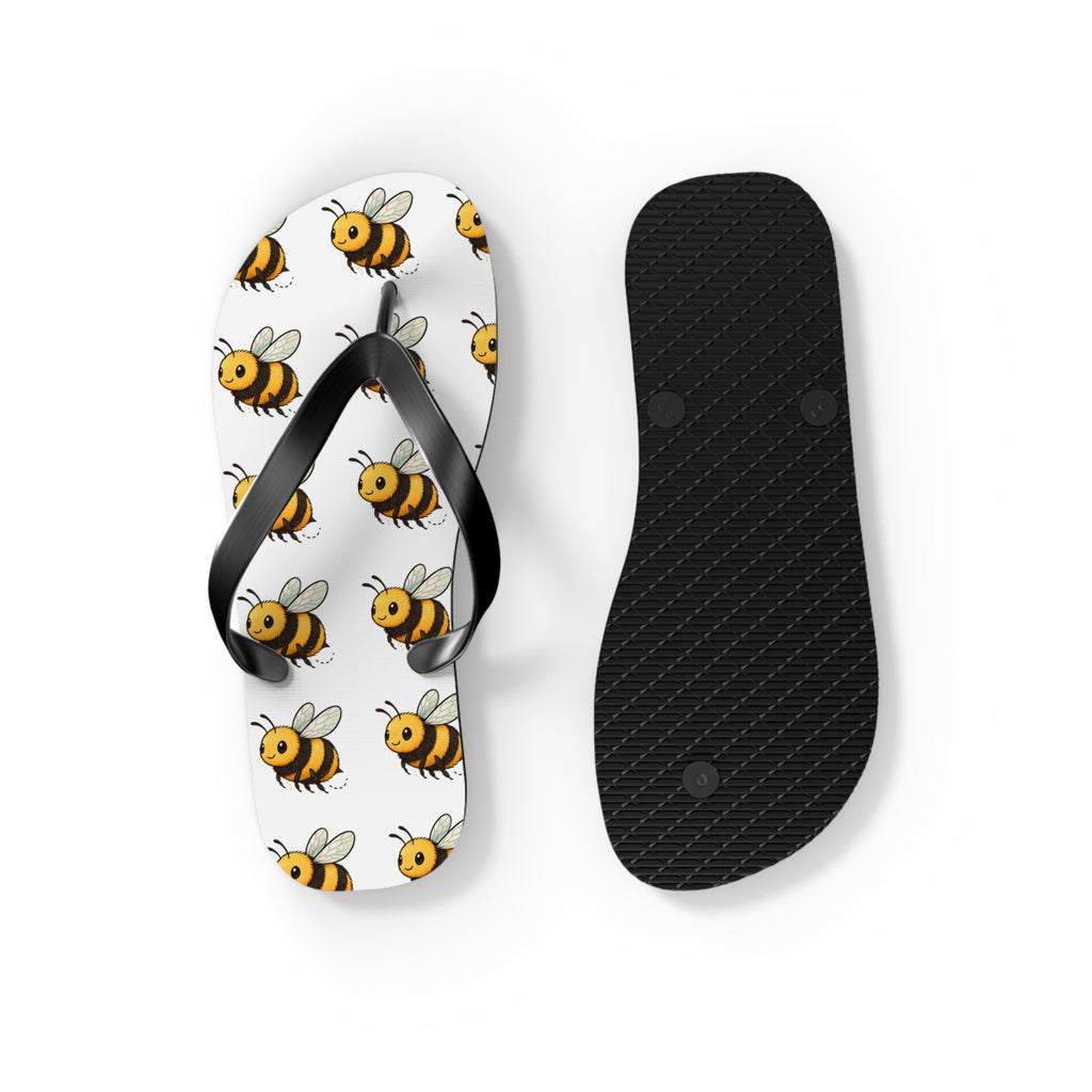 Bee Pattern Flip Flops — Cute Yellow Bee Summer Sandals