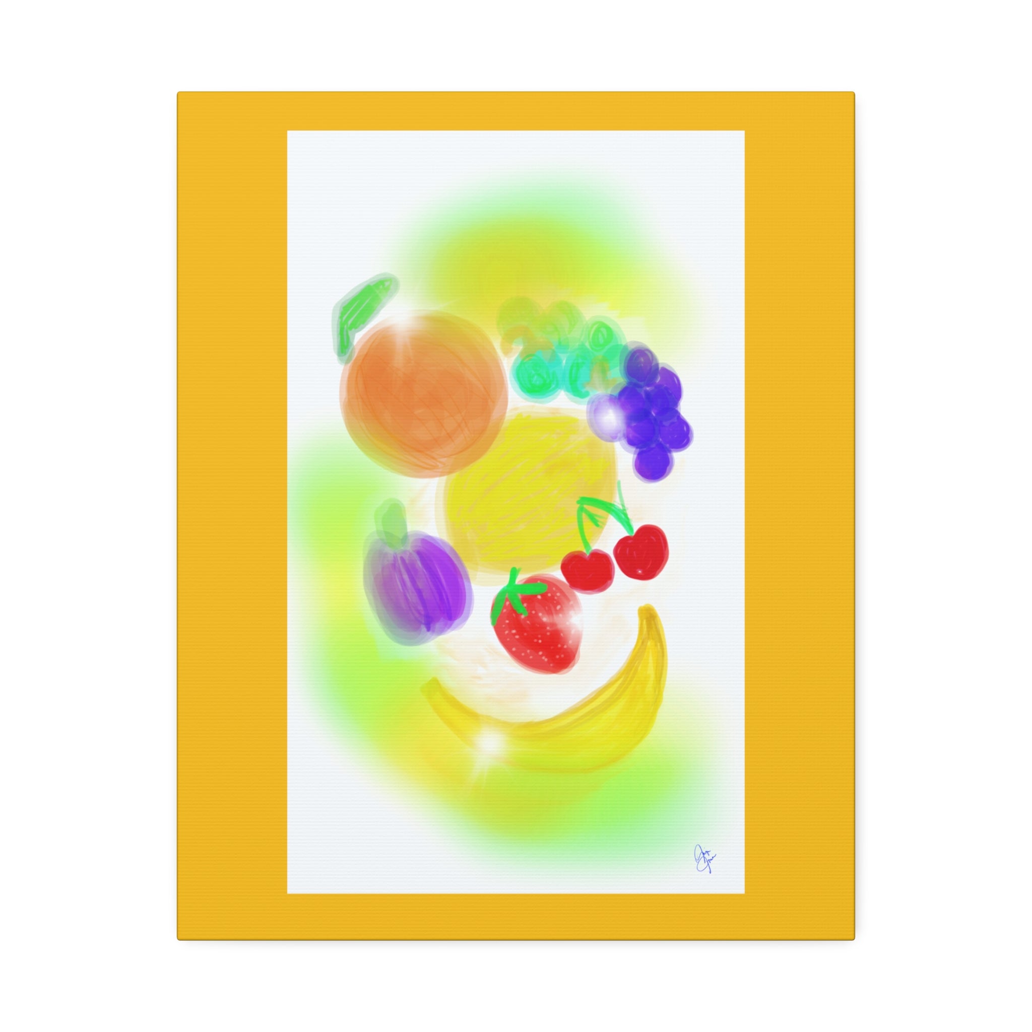 Colorful Fruit Still Life Canvas — Bright Kitchen Wall Art, Stretched 1.5"