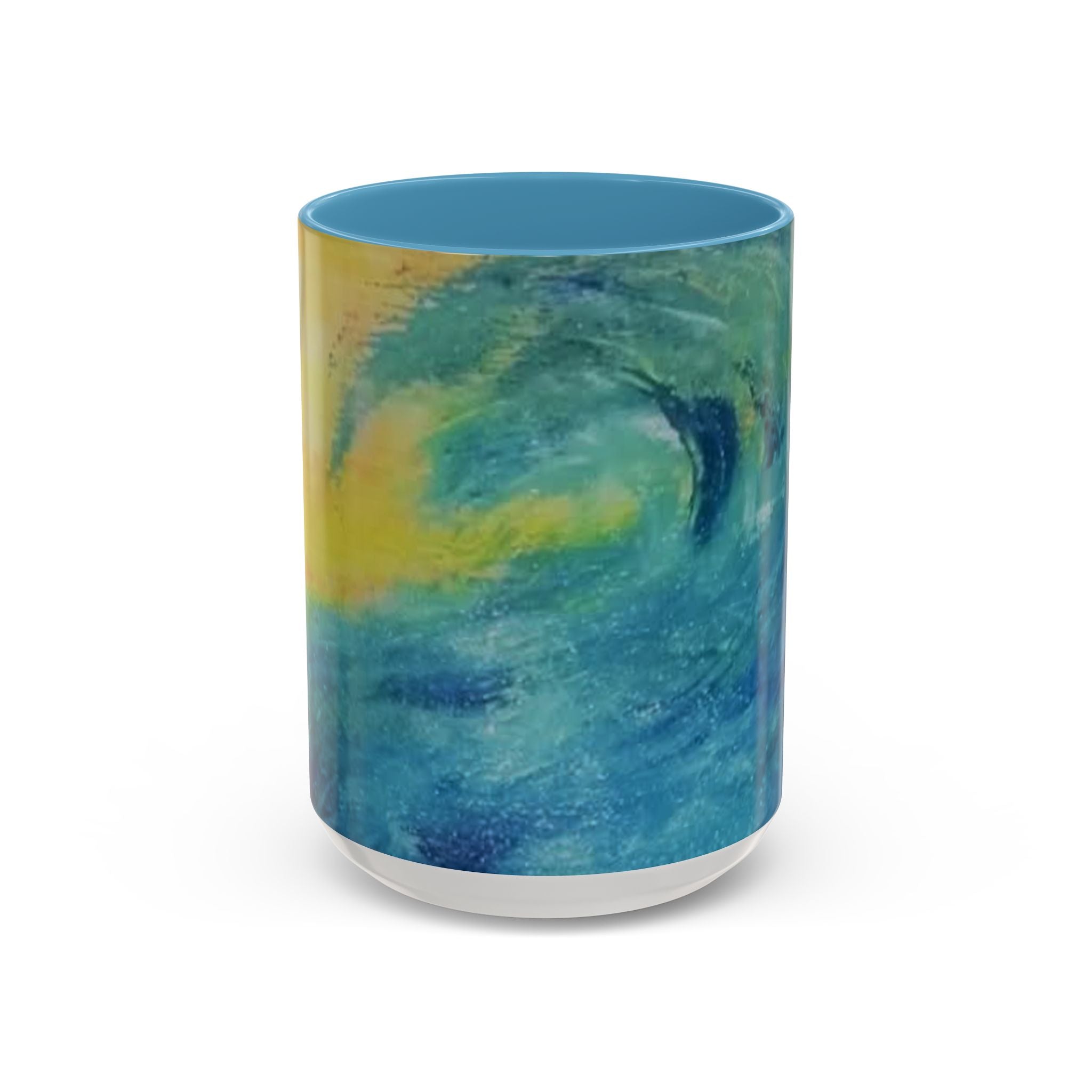 Ocean Wave Art Coffee Mug — Blue/Teal Abstract Accent Mug (11/15oz)