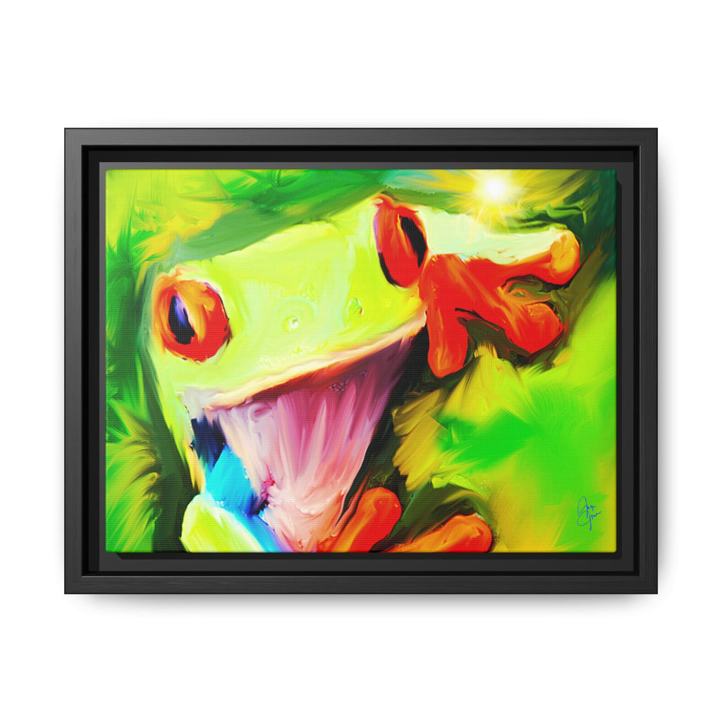 Colorful Tree Frog Matte Canvas Print — Framed Tropical Wall Art