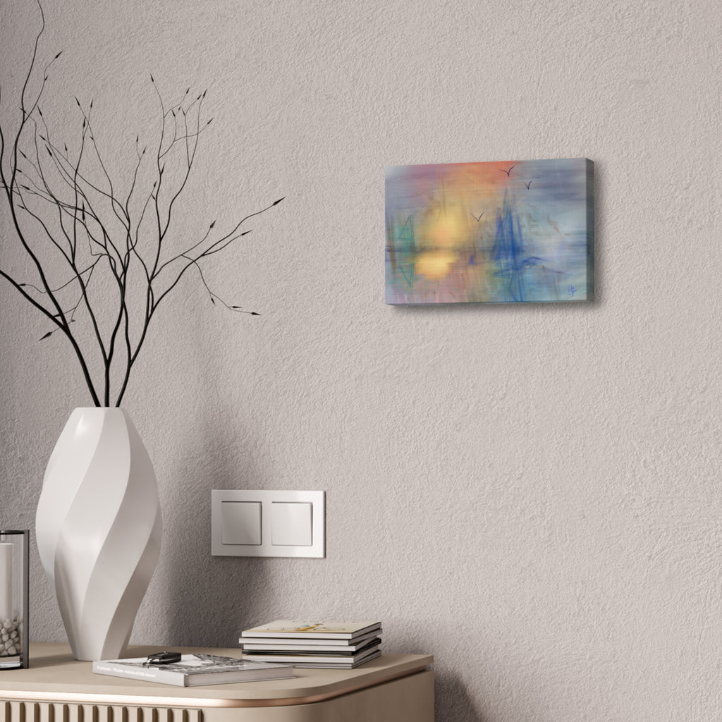 Sunset Harbor Abstract Canvas Wall Art – Stretched 1.5"
