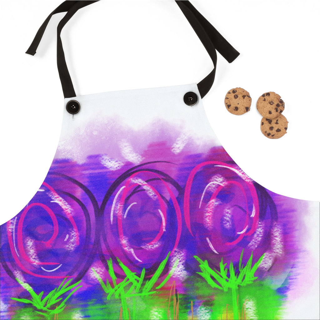 Floral Watercolor Apron – Purple Rose Bouquet Kitchen Apron