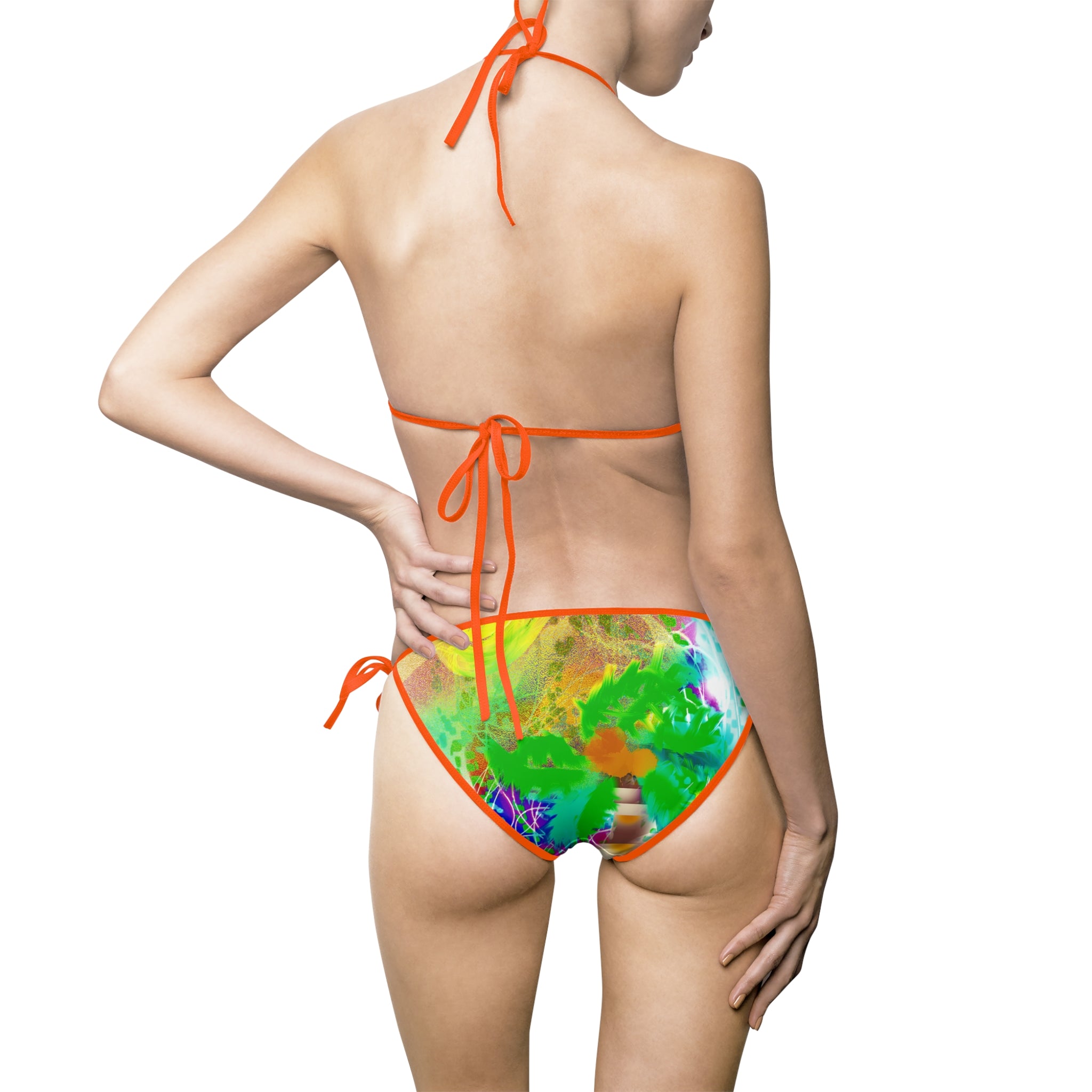 Tie-Dye Tropical Bikini — Vibrant Green Watercolor Women's Swimsuit