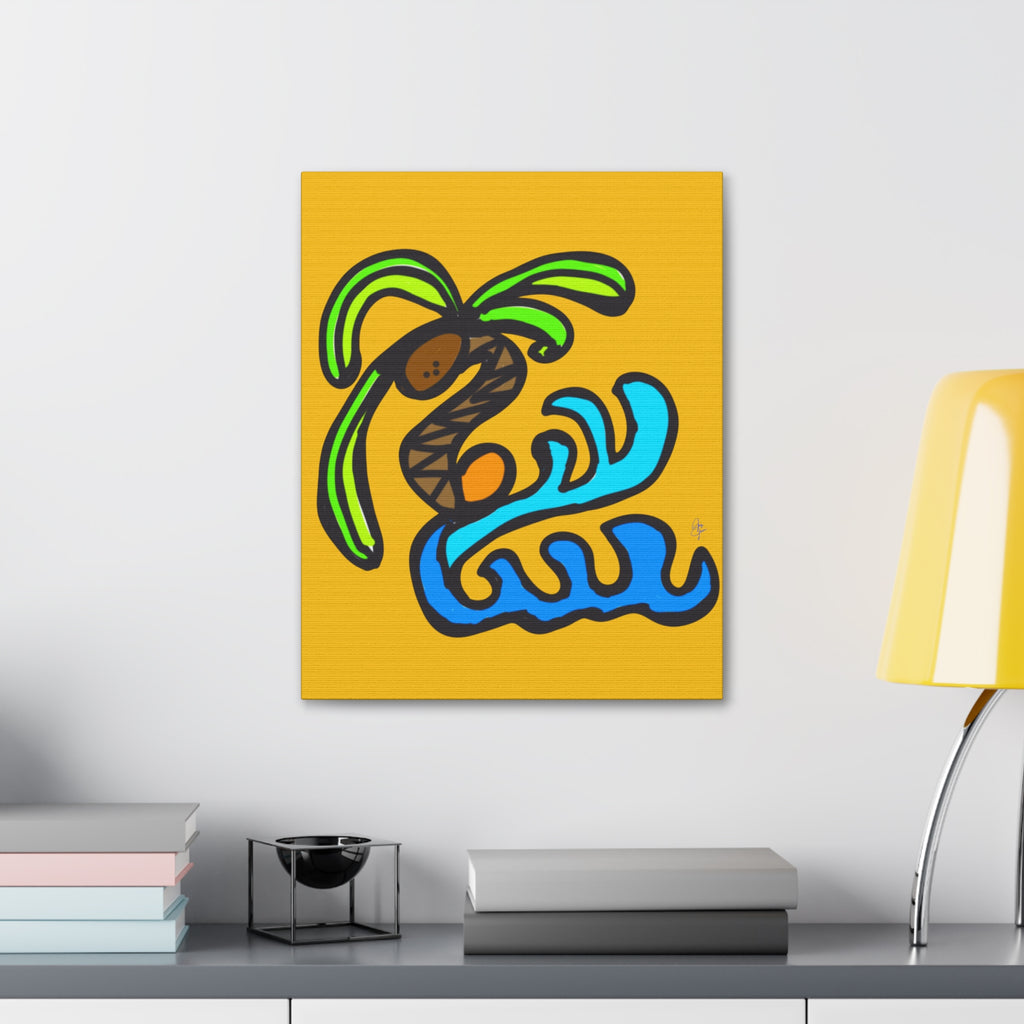 Stained Glass Beach Canvas — Whimsical Seaside Wall Art