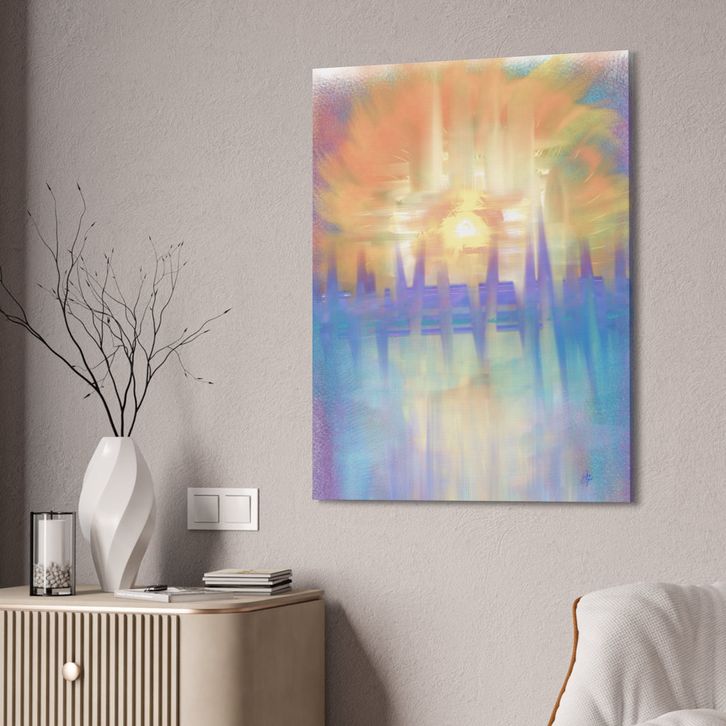 Sunrise Dreamscape Canvas Wall Art — Pastel Abstract Stretched Canvas (1.5")