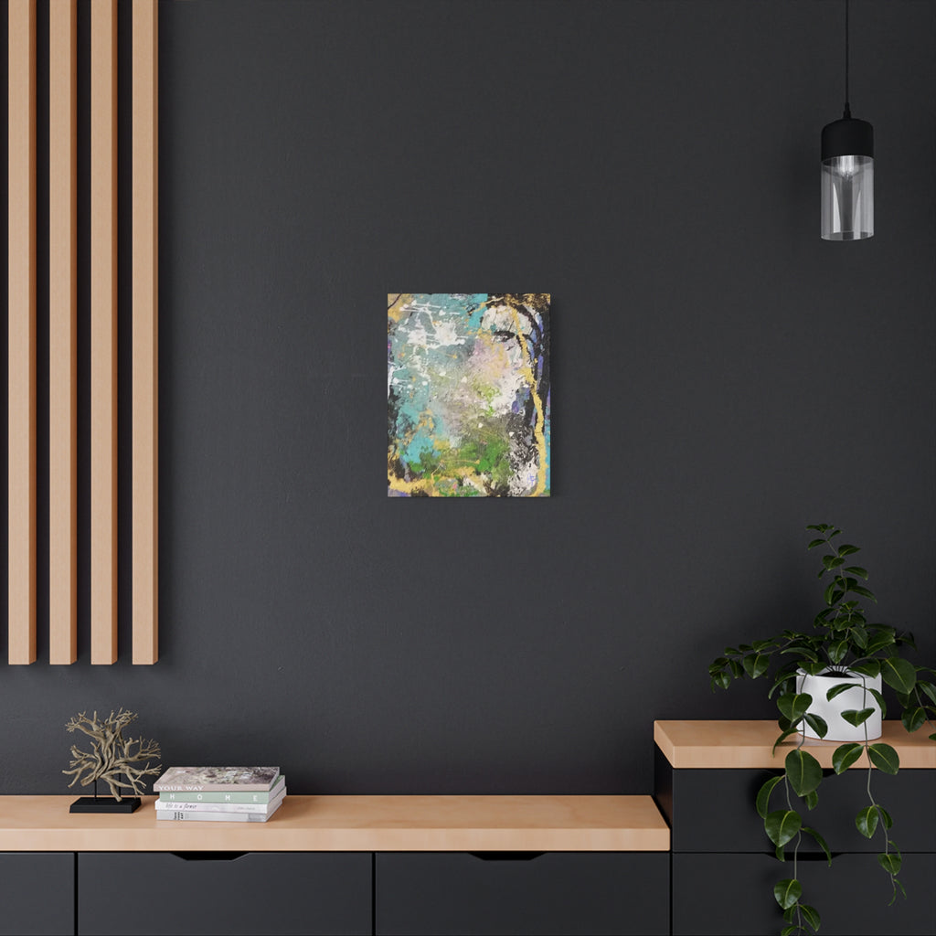 Abstract Green & Teal Matte Canvas Wall Art — Stretched 1.25"