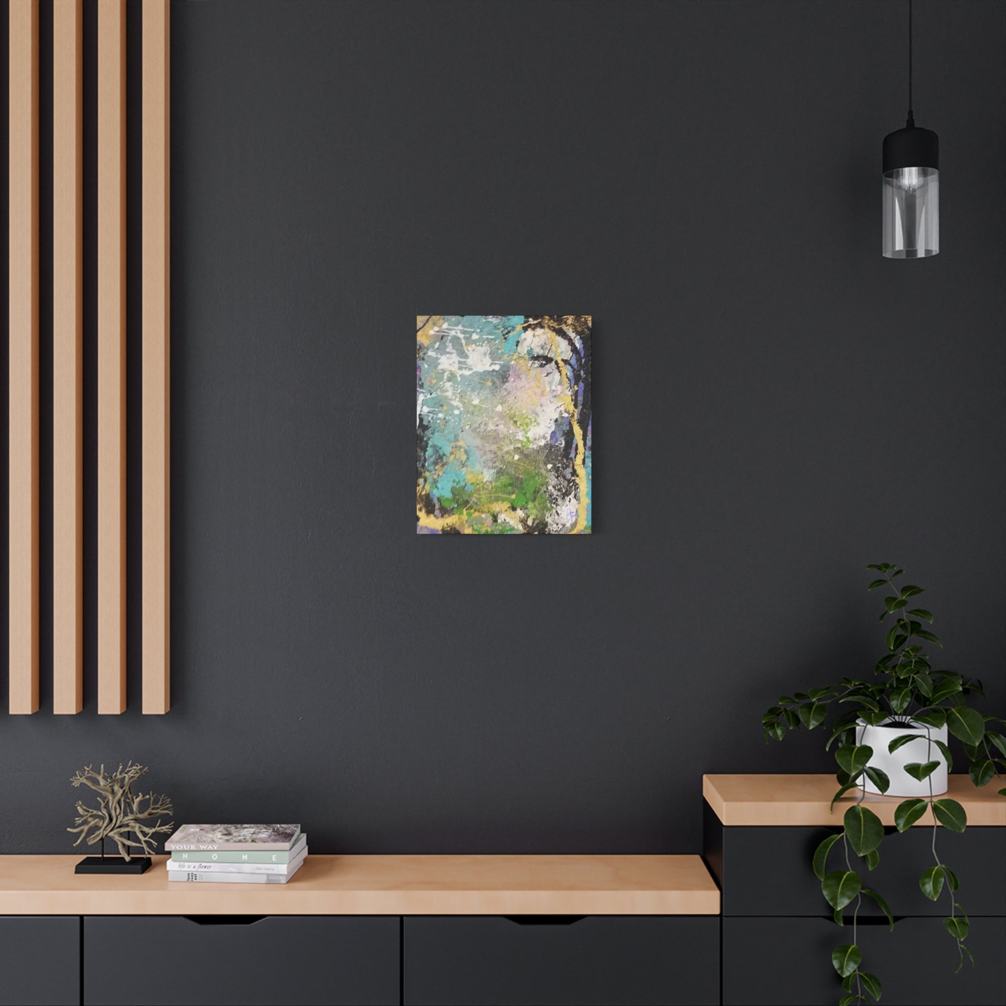 Abstract Green & Teal Matte Canvas Wall Art — Stretched 1.25"