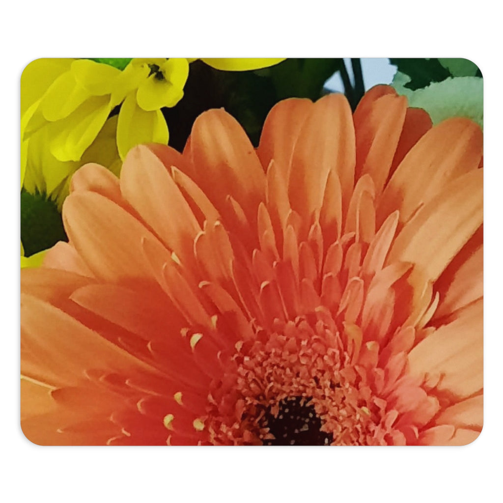 Gerbera Daisy Floral Mouse Pad — Bright Orange Flower Desk Mat