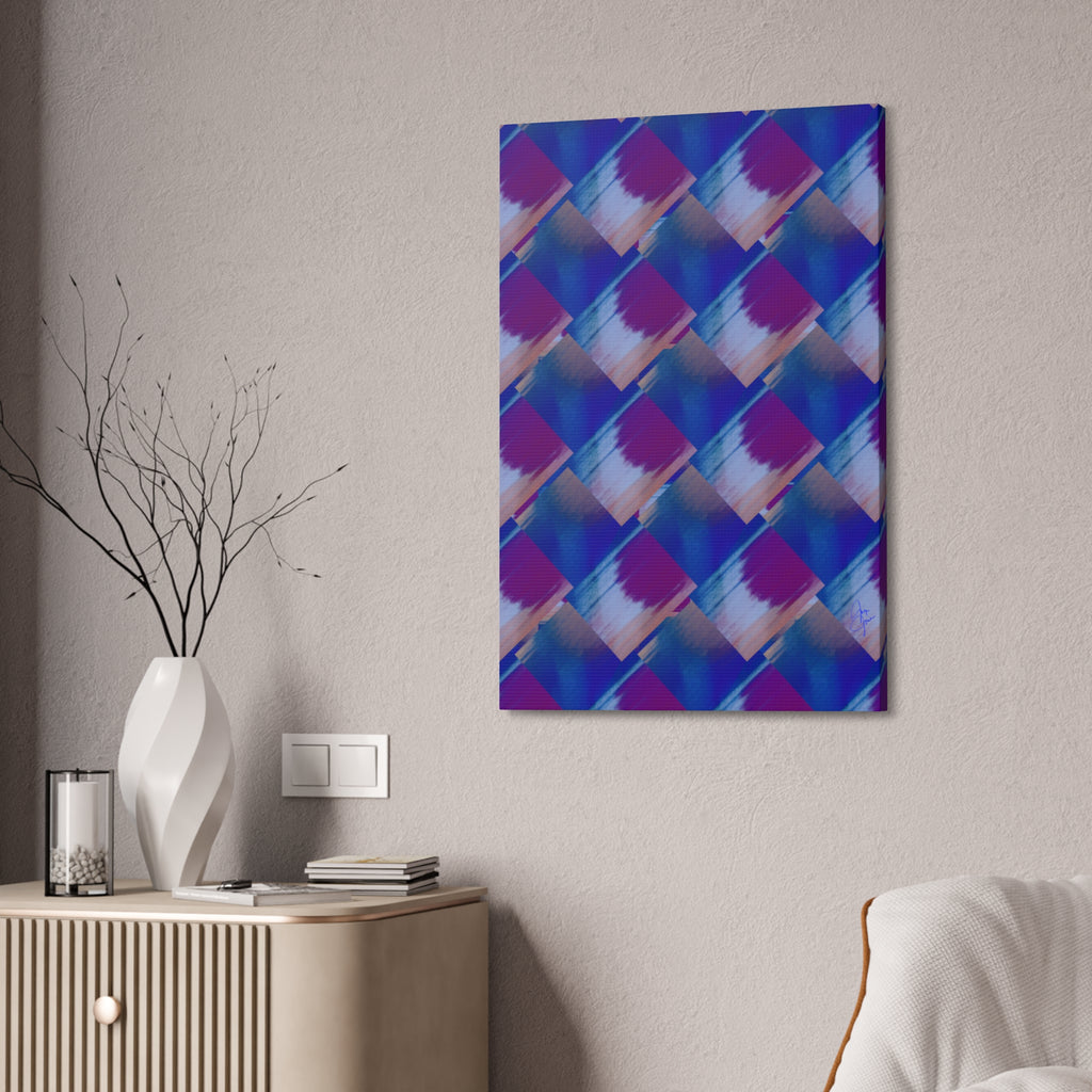 Abstract Diamond Wave Canvas Print — Blue & Purple Geometric Wall Art
