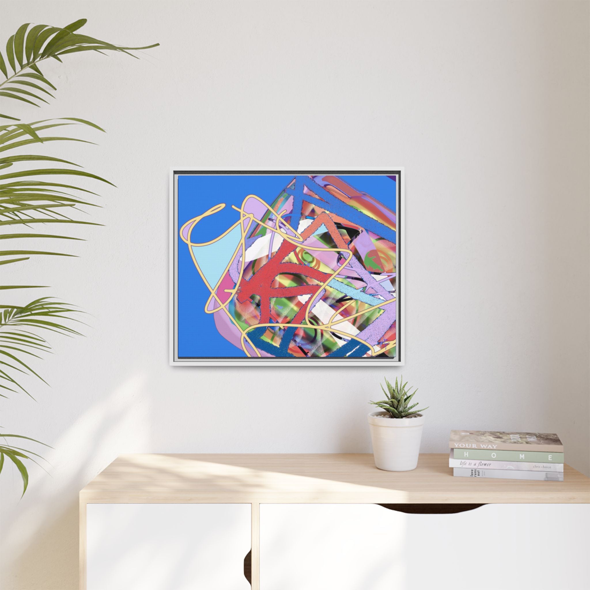 Abstract Multi‑Color Framed Canvas Art – Vibrant Modern Wall Decor