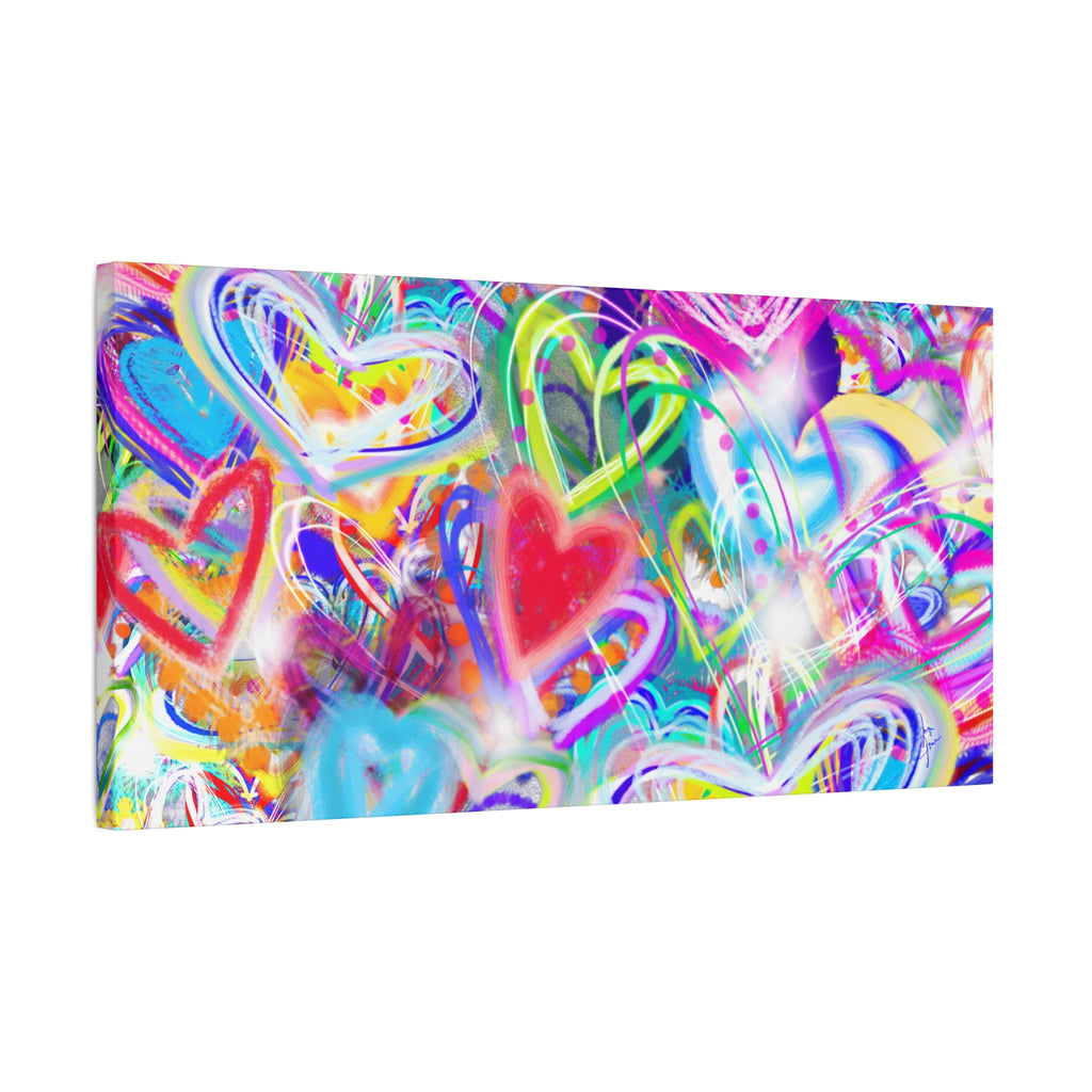 Colorful Heart Graffiti Matte Canvas