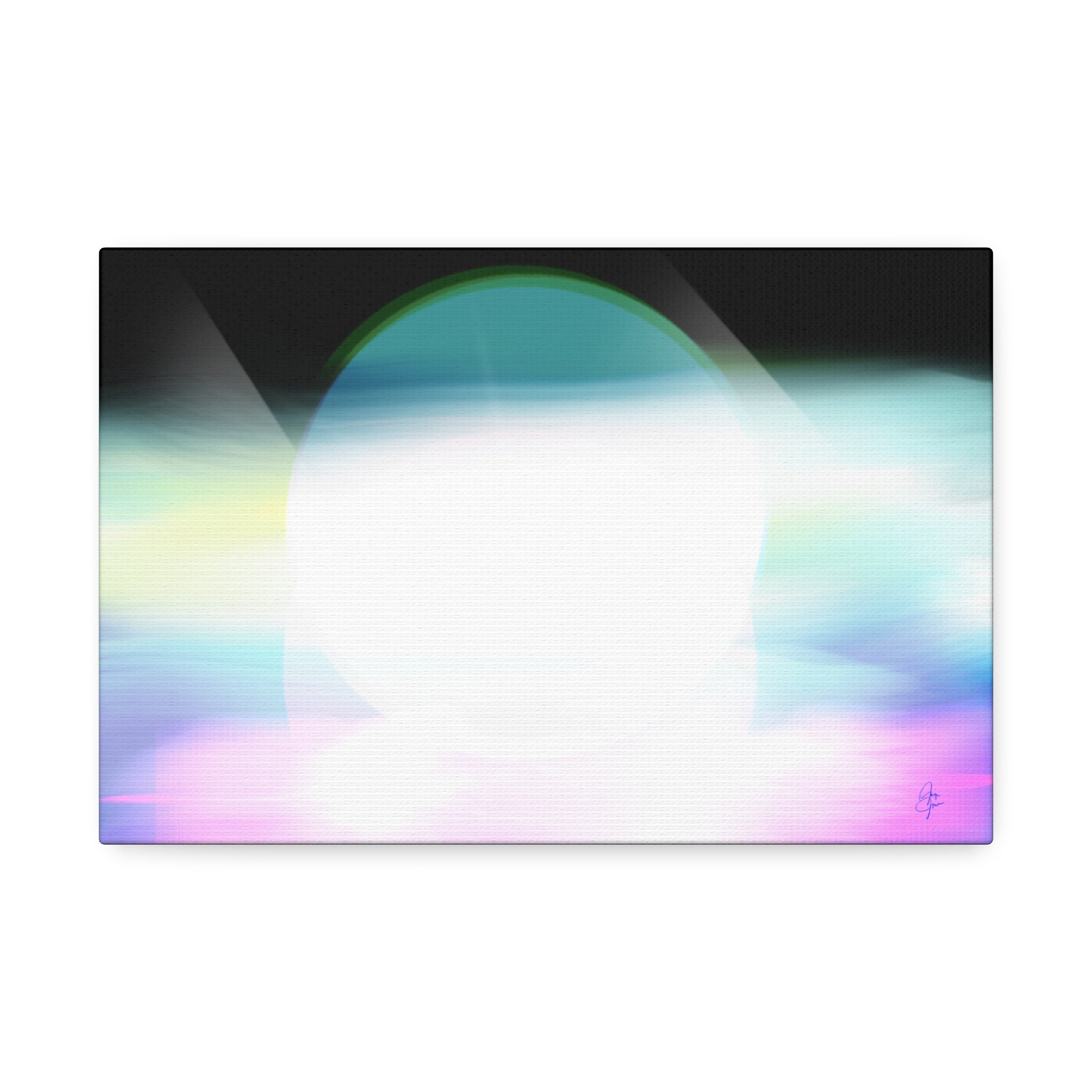 Abstract Neon Glow Canvas Print — Pastel Light Orb Stretched Wall Art