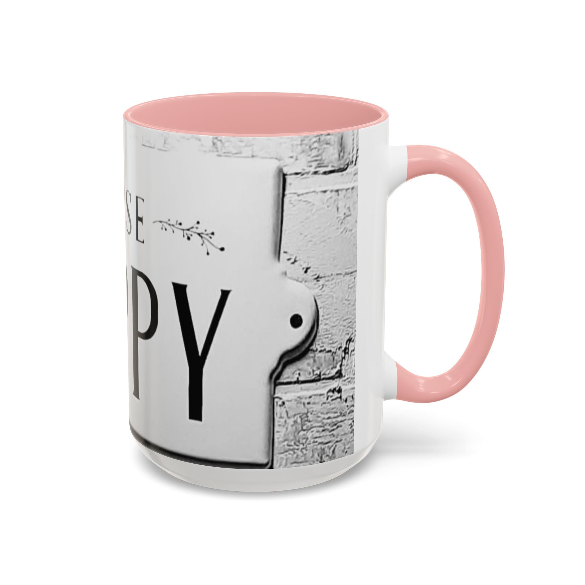 Choose Happy Accent Coffee Mug – Inspirational Black & White Ceramic Mug (11/15oz)