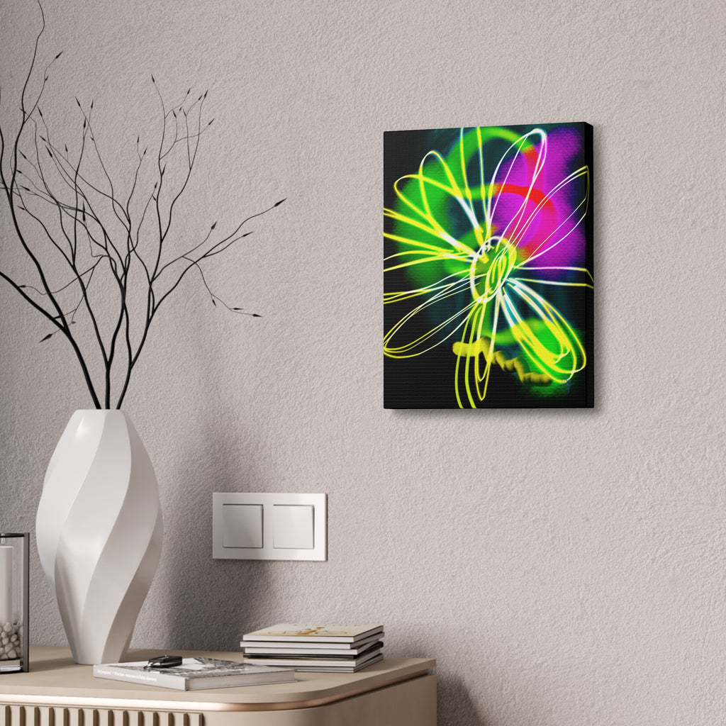 Neon Bloom Canvas Print — Abstract Floral Wall Art (Stretched 1.5")