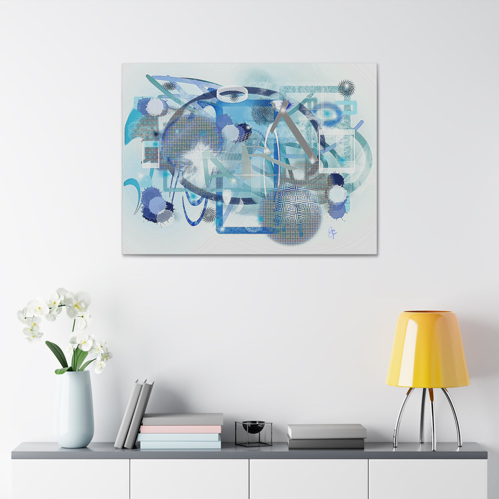 Abstract Blue Ocean Canvas Print – Modern Geometric Wall Art (Stretched 1.5")