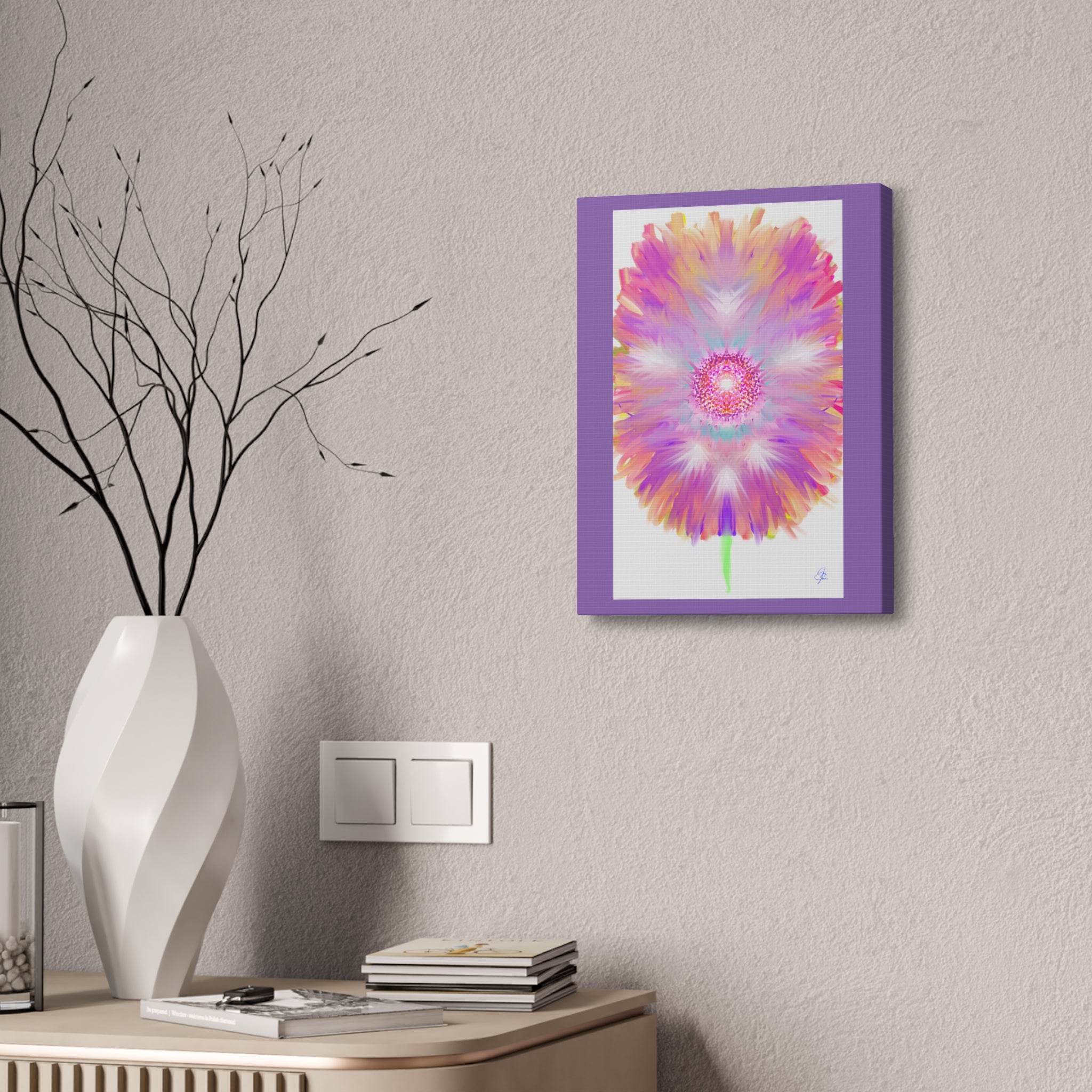 Pink Mandala Abstract Canvas - Stretched 1.5" Wall Art